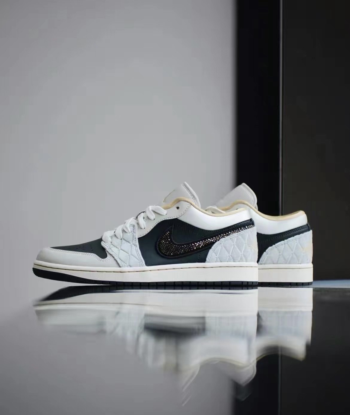 custom review-Jordan Air Jordan 1 Low SE Low Топ Винтажные баскетбольные кроссовки Мужской Черный Серый