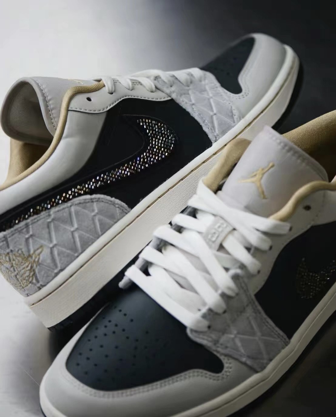 custom review-Jordan Air Jordan 1 Low SE Low Топ Винтажные баскетбольные кроссовки Мужской Черный Серый