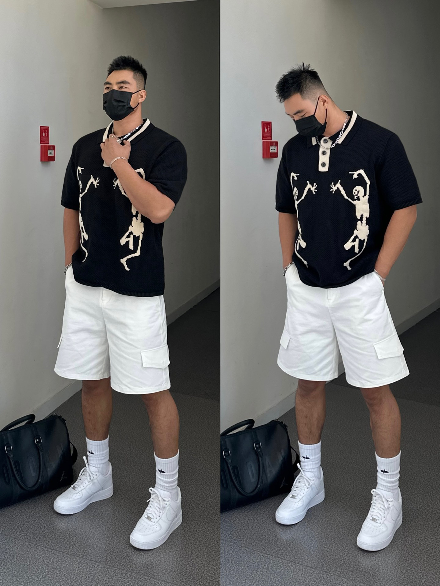 ootd|☠️⚫️针织polo➕白色短裤|清爽干净的夏日穿搭