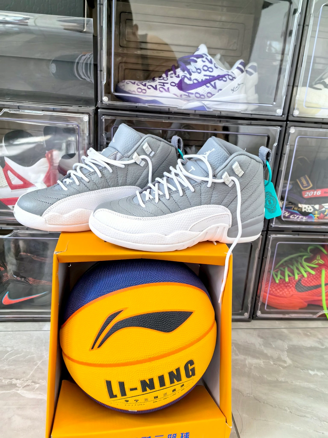 custom review-Jordan Air Джордан 12 Ретро Высокие Детские Баскетбольные Кроссовки Синие Белые