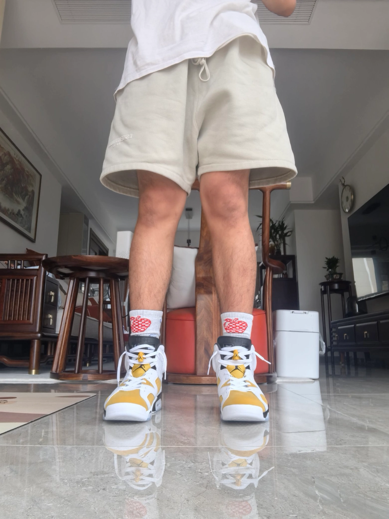 custom review-Jordan Air Jordan 6 'Желтый охристый' MID Топ Винтажные баскетбольные кроссовки Мужской Белый желтый