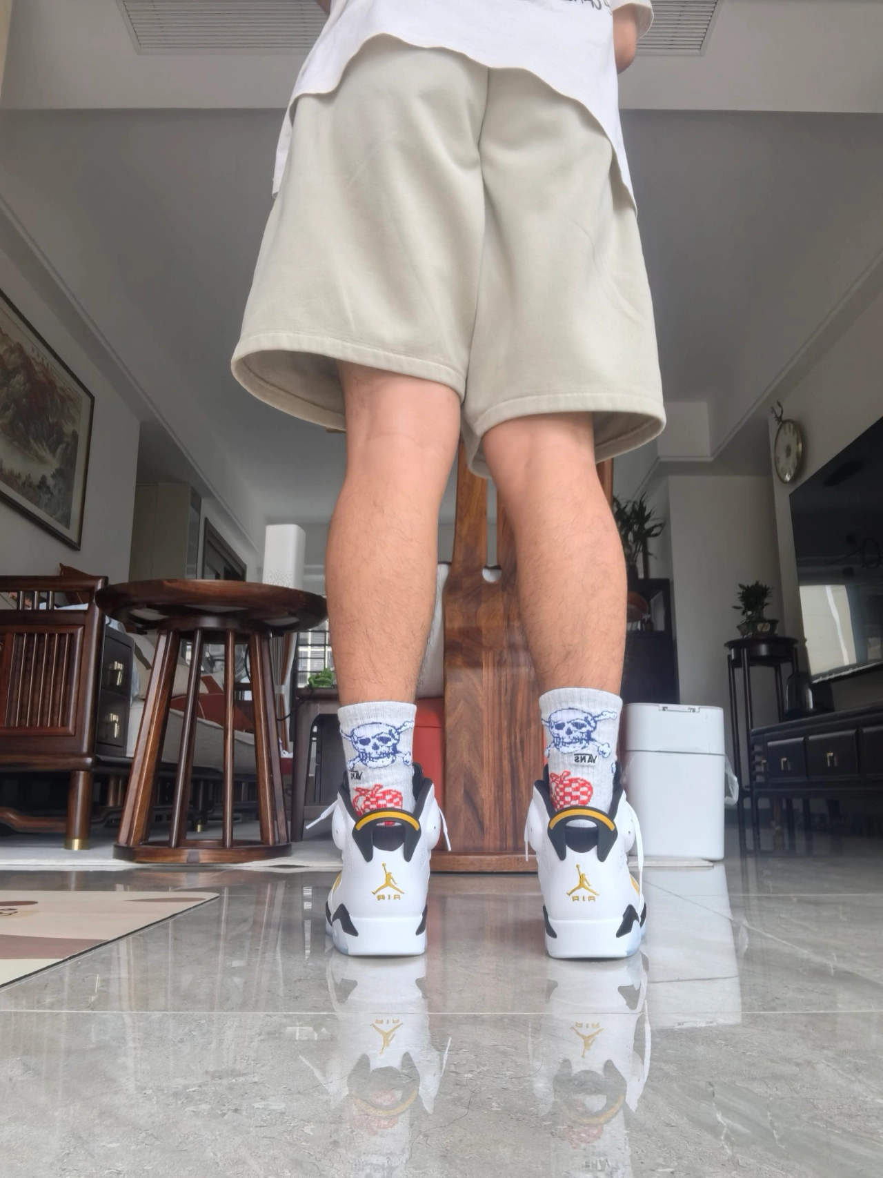 custom review-Jordan Air Jordan 6 'Желтый охристый' MID Топ Винтажные баскетбольные кроссовки Мужской Белый желтый