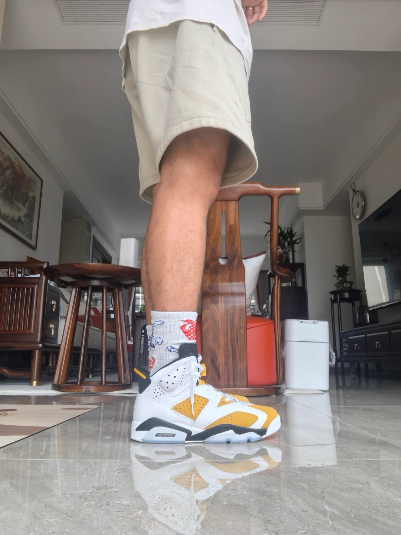 custom review-Jordan Air Jordan 6 'Желтый охристый' MID Топ Винтажные баскетбольные кроссовки Мужской Белый желтый