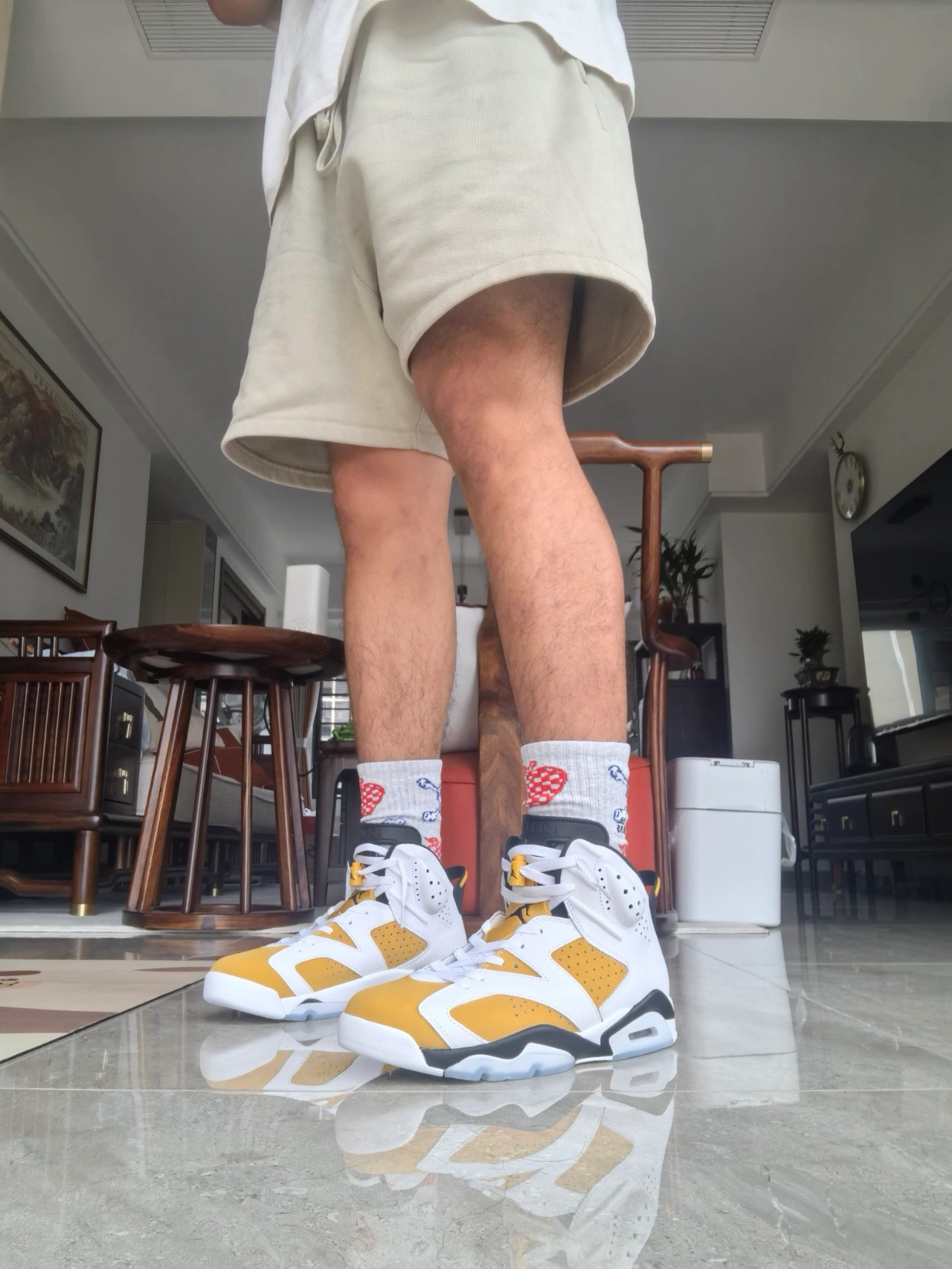 custom review-Jordan Air Jordan 6 'Желтый охристый' MID Топ Винтажные баскетбольные кроссовки Мужской Белый желтый