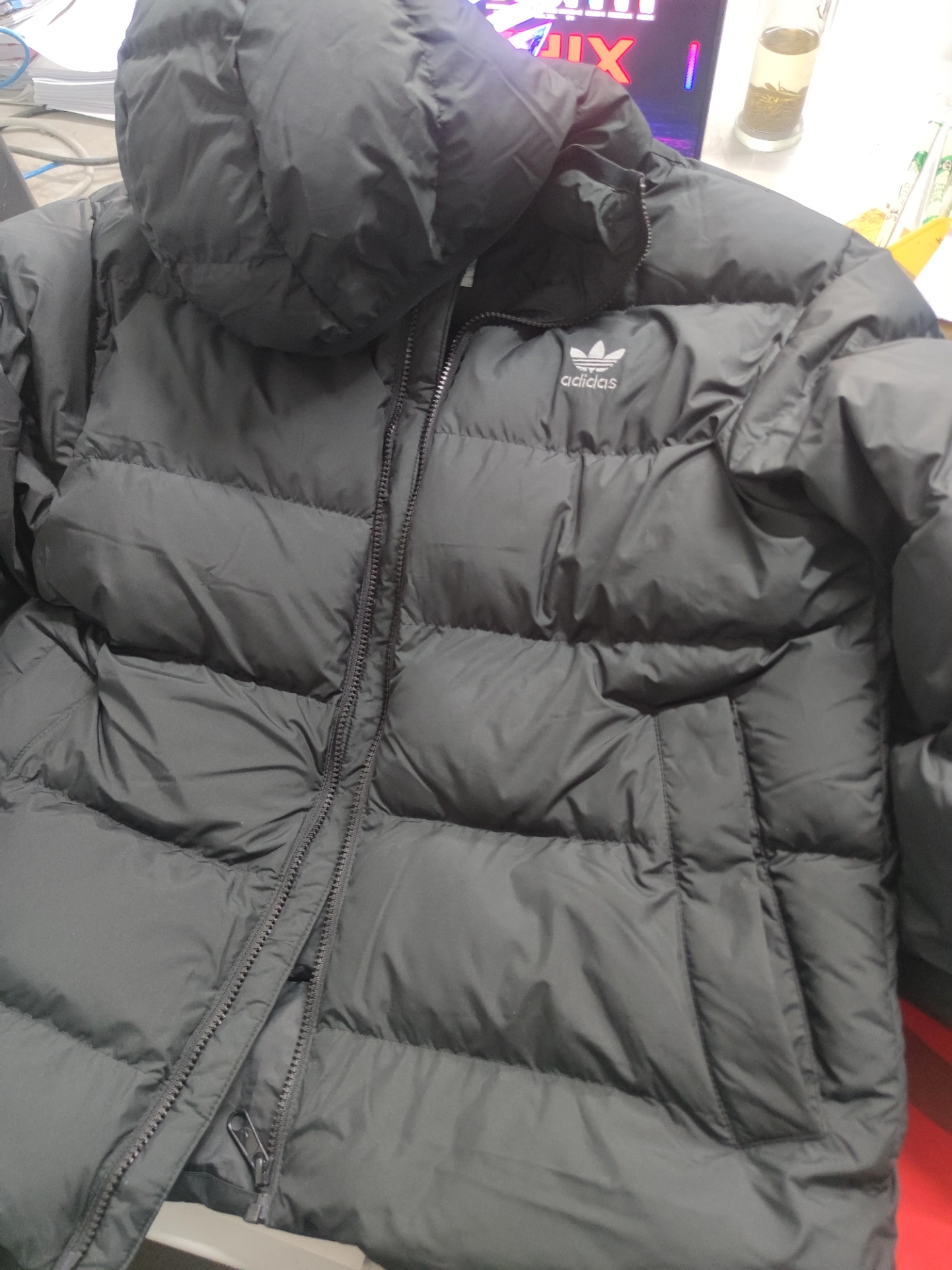 custom review-Adidas Originals Puffer Tonal С капюшоном Пуховая куртка Пуховая куртка Мужской Черный