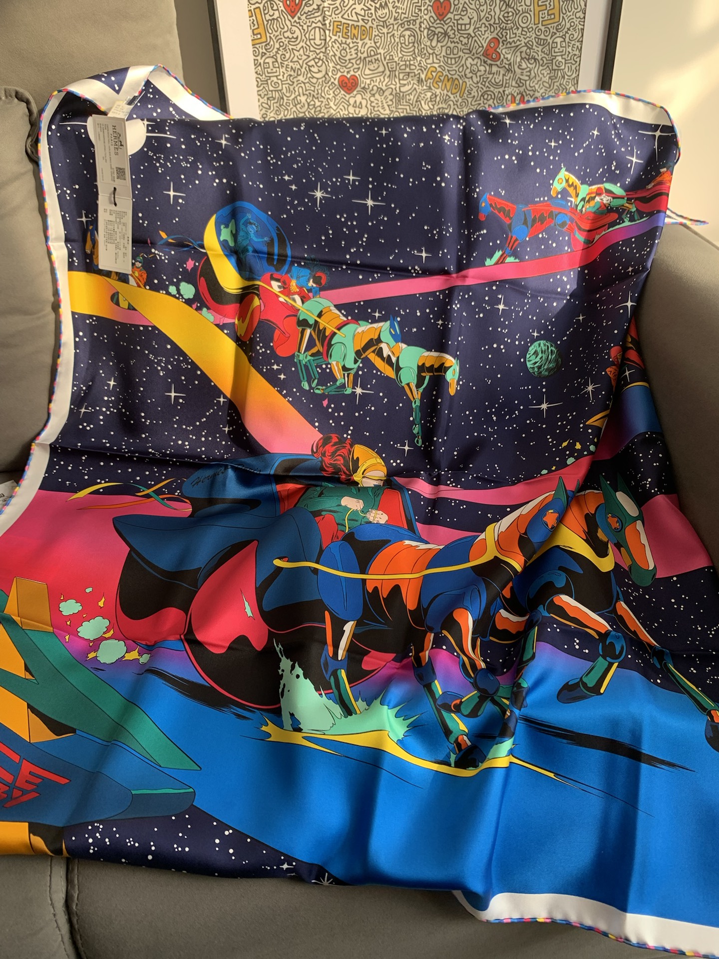 hermes爱马仕 太空赛马丝巾90尺寸