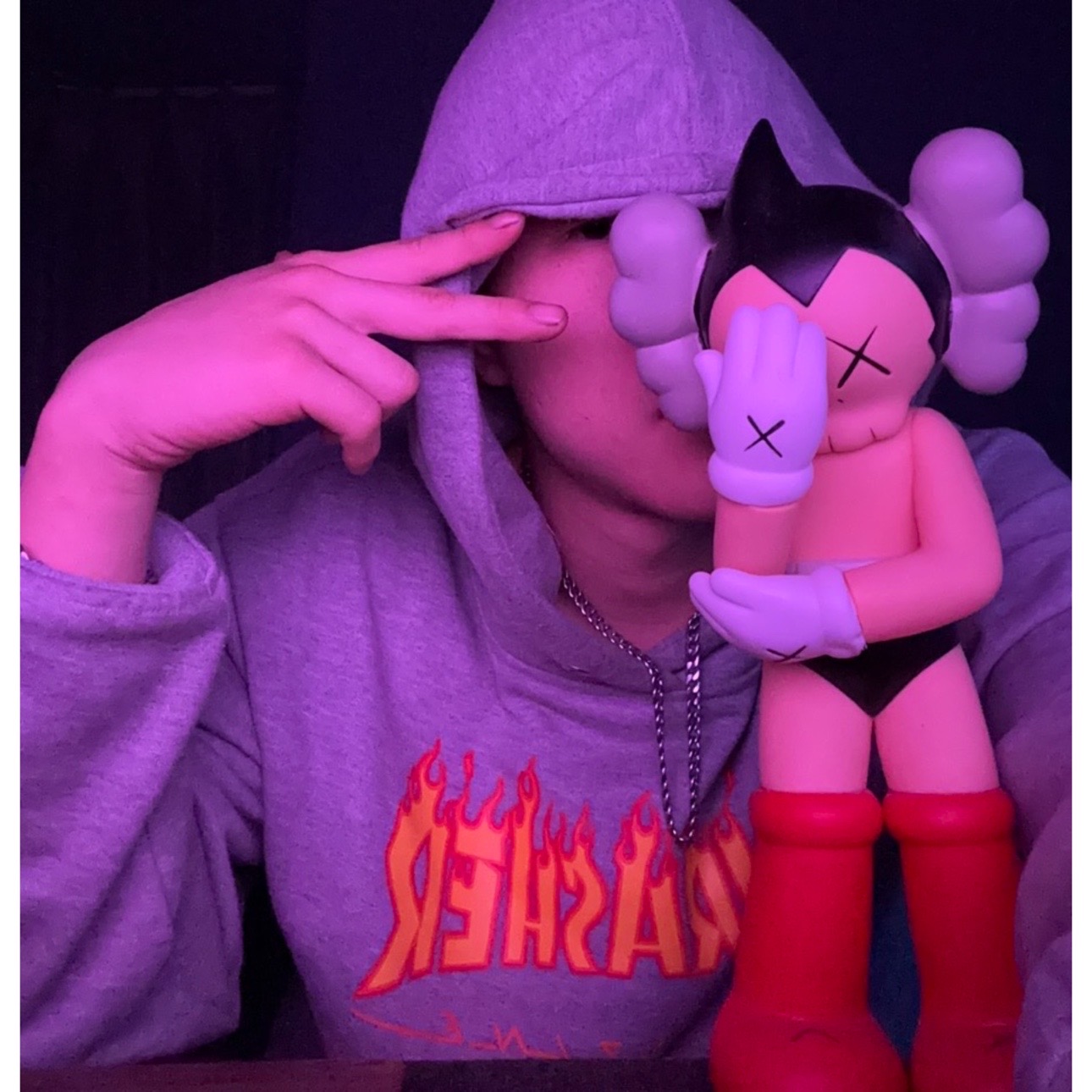 板仔必备单品thrasher火焰连帽卫衣