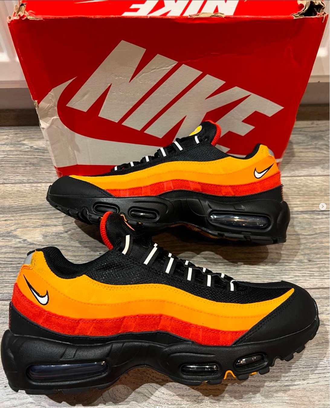 nike黑白橙 #耐克airmax95 #耐克气垫鞋   nike air max 95 织物反