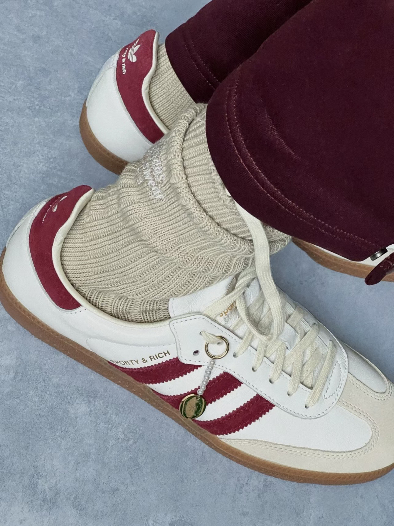 custom review-SPORTY RICH x adidas originals Samba Устойчивые к истиранию низкие скейтбординговые кроссовки унисекс Белый Красный