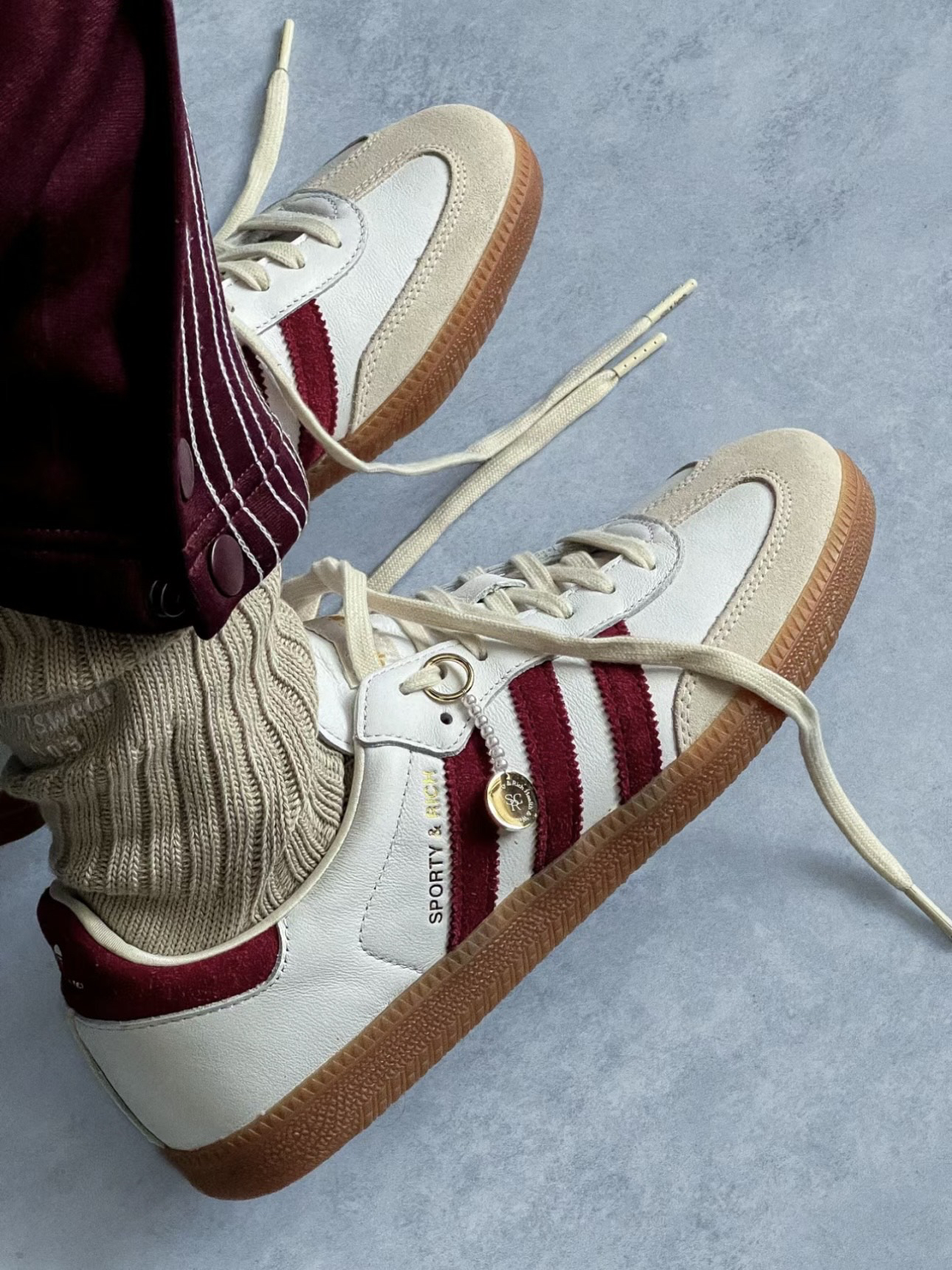 custom review-SPORTY RICH x adidas originals Samba Устойчивые к истиранию низкие скейтбординговые кроссовки унисекс Белый Красный