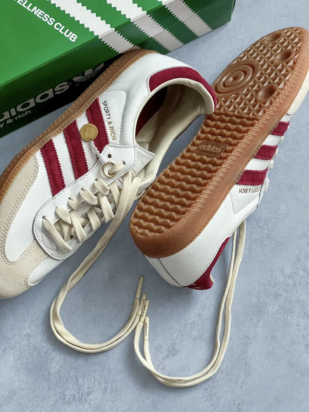 custom review-SPORTY RICH x adidas originals Samba Устойчивые к истиранию низкие скейтбординговые кроссовки унисекс Белый Красный