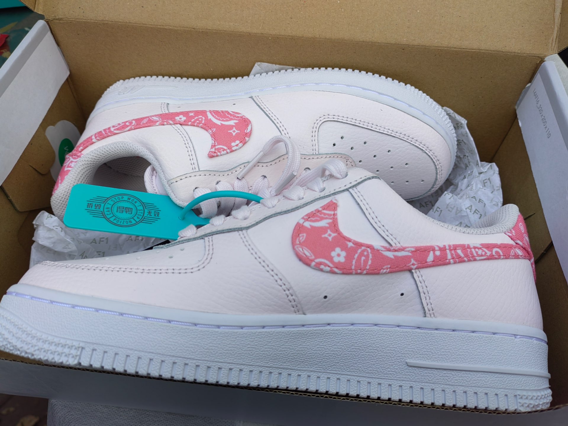 custom review-Nike Air Force 1 'Розовый Пейсли' Низкие Кроссовки для скейтбординга Женские Белые Розовые