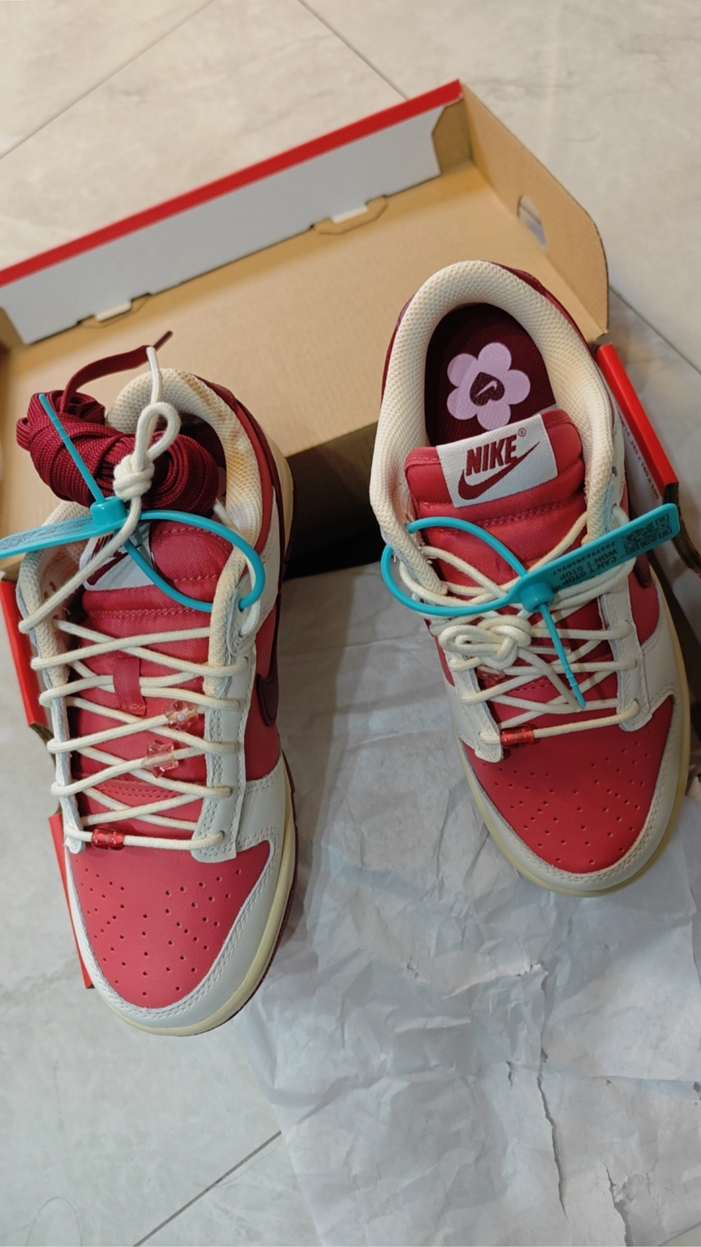 custom review-Nike Dunk Low 'День святого Валентина' Устойчивый к истиранию Низкий Топ Кэжуал Женские Белый Красный