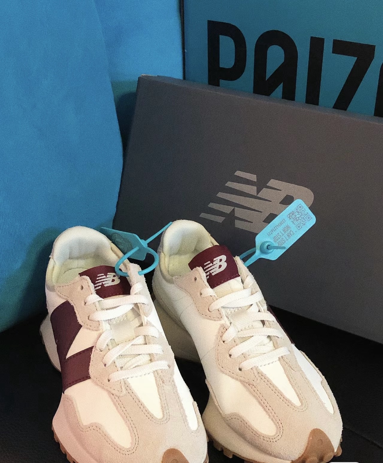custom review-New Balance 327 'White Dark Red' Women's