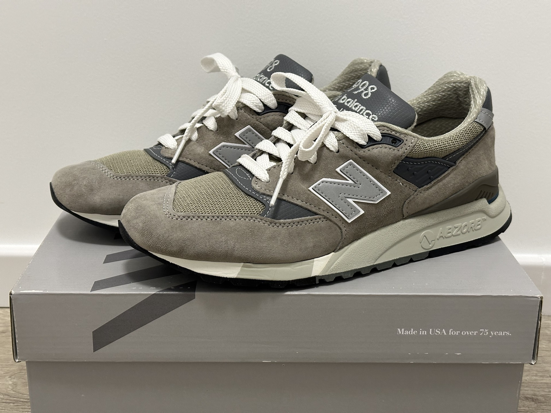 custom review-New Balance NB 998 Амортизация Устойчивость к истиранию Поддержка Низкий верх Повседневная Городская Коммутация Беговые кроссовки Унисекс Серый Синий