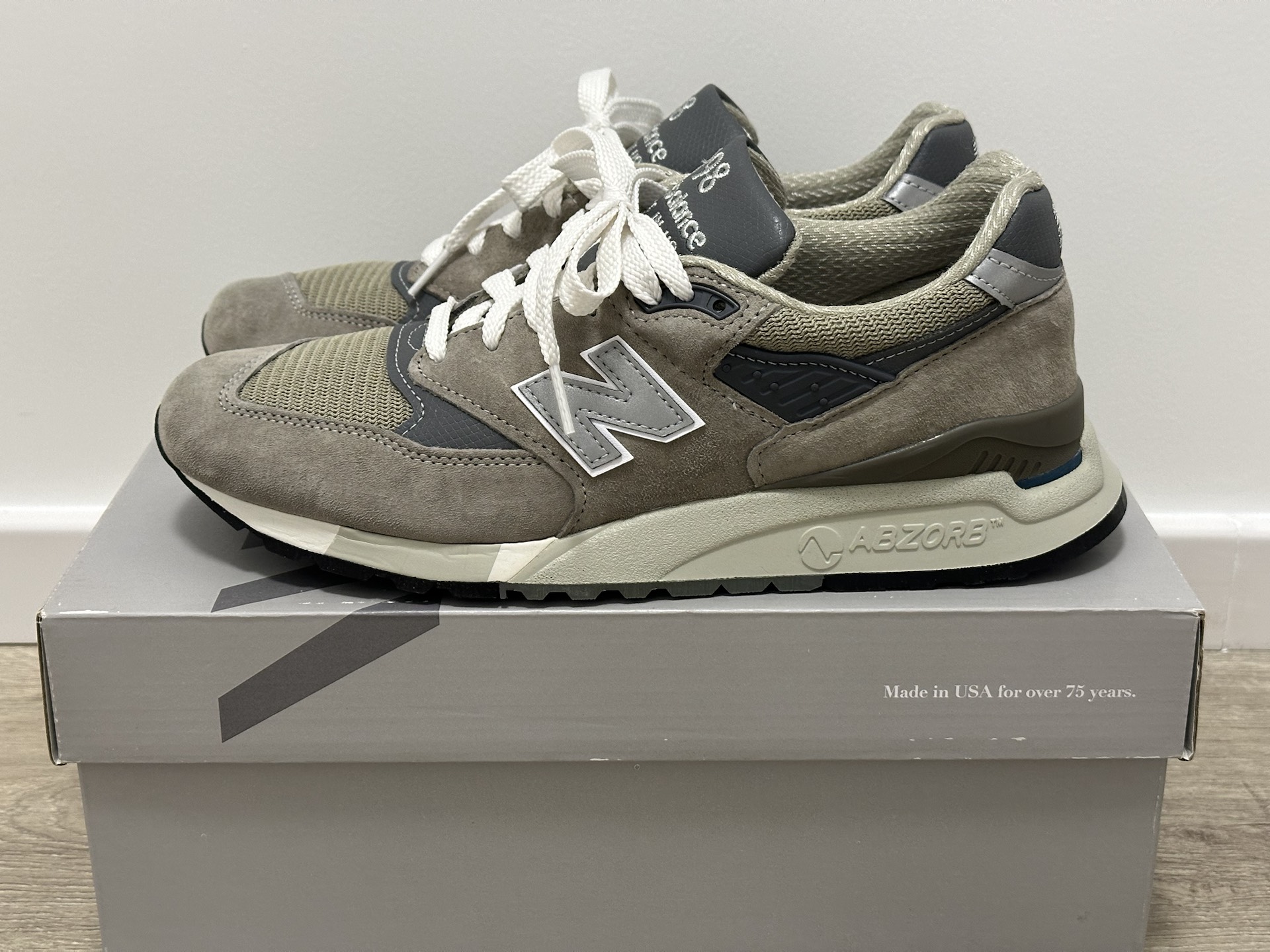 custom review-New Balance NB 998 Амортизация Устойчивость к истиранию Поддержка Низкий верх Повседневная Городская Коммутация Беговые кроссовки Унисекс Серый Синий