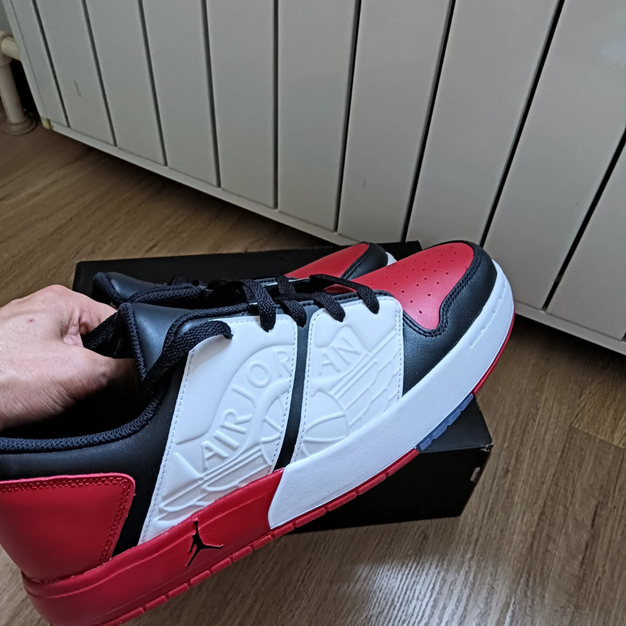 custom review-Джордан Nu Retro 1 Low Топ Винтажные Баскетбольные Кроссовки Мужские Черный Белый Красный