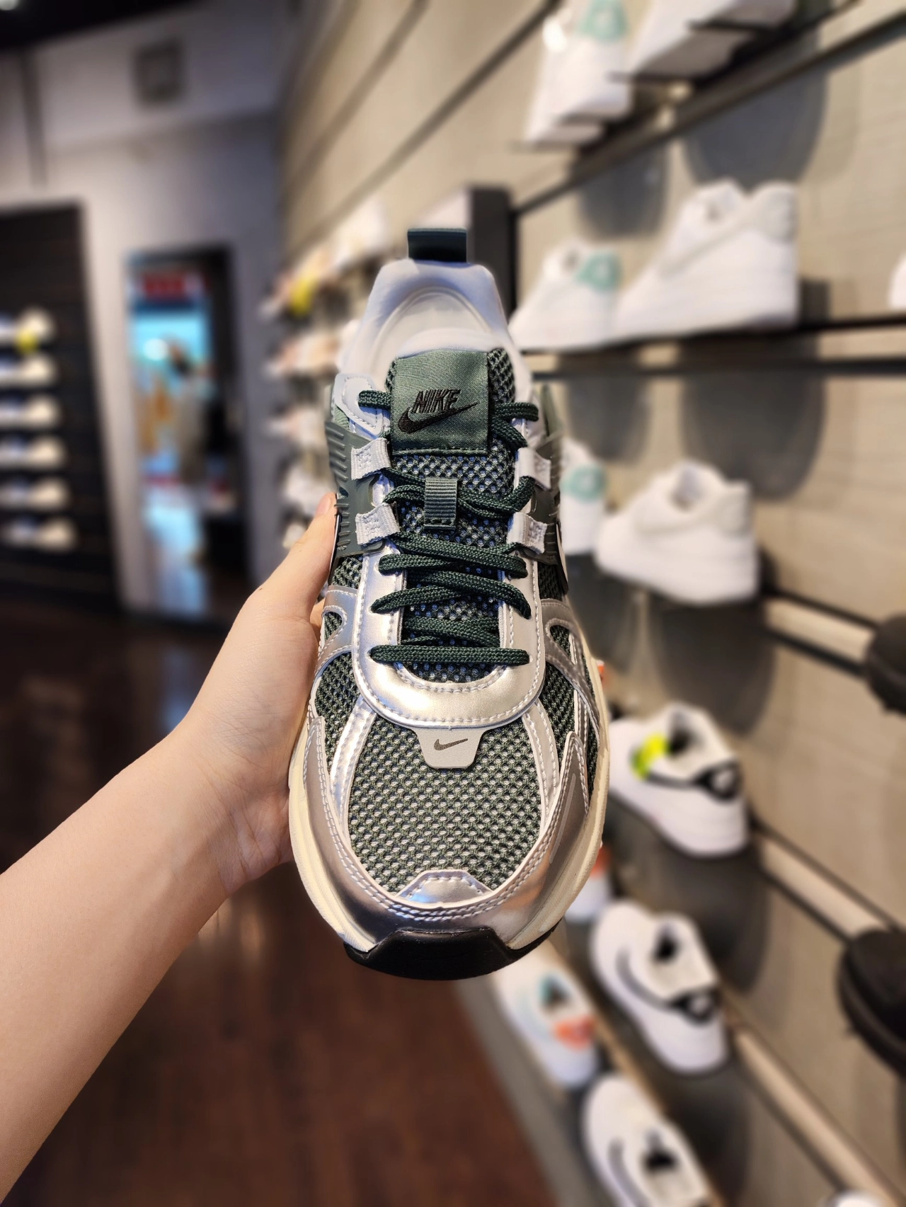 custom review-Nike V2K Run Low Топ Casual Мужской Серый Зеленый