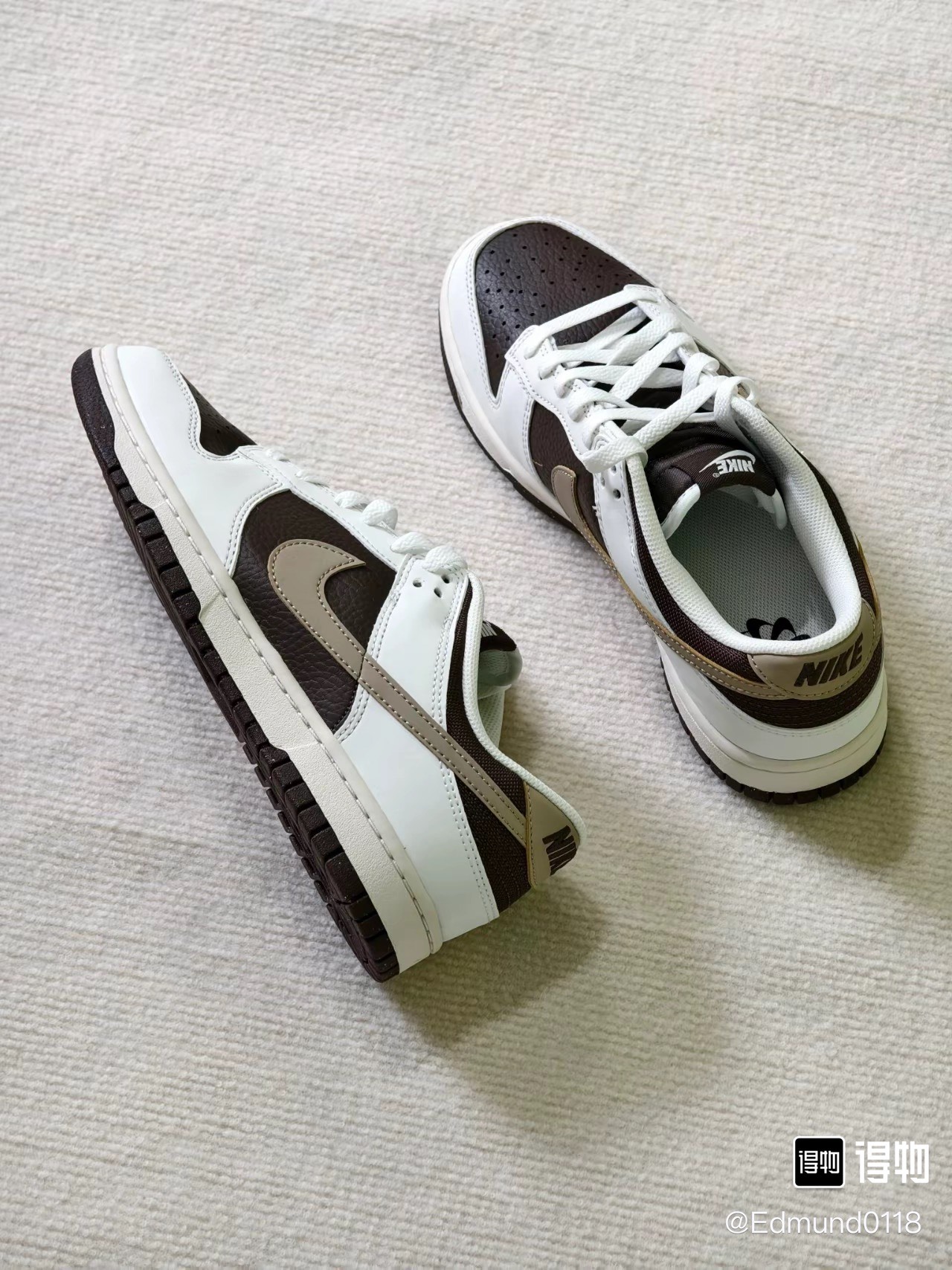 custom review-Nike Dunk Low Топ Скейтборд Кроссовки Унисекс Коричневый Белый