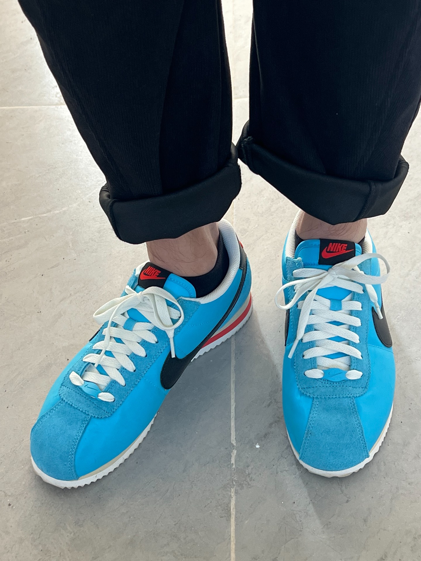 custom review-Nike Cortez Slip-on Устойчивый к истиранию Низкий Топ Скейтбординг Мужской Синий Черный