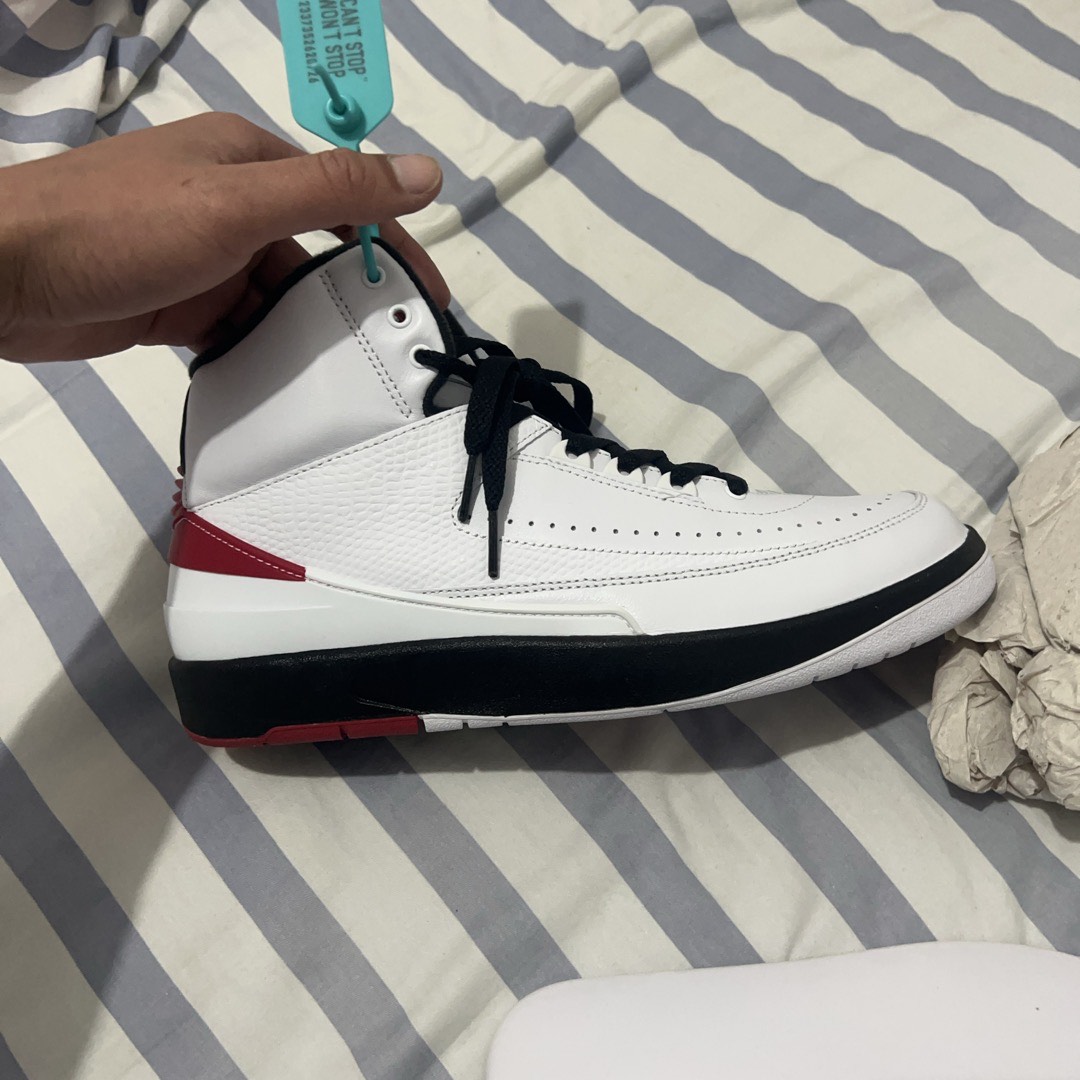 custom review-Jordan Air Jordan 2 OG 'Чикаго' Высокие Топы Винтажные Баскетбольные Кроссовки Мужские Белые и Красные 2022 Ретро