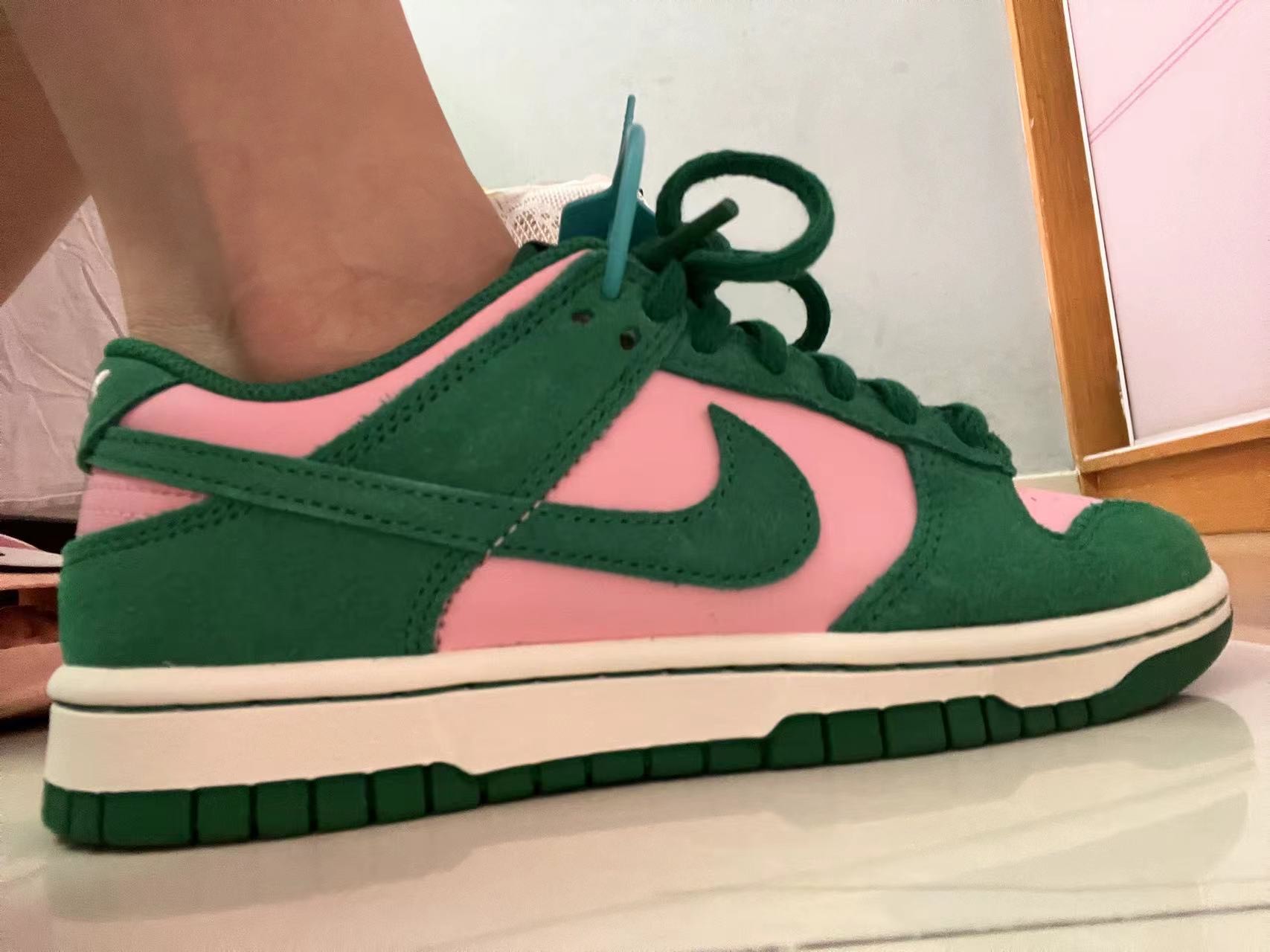 custom review-Nike Dunk Low Ретро Low Топ Скейтборд Кроссовки Унисекс Зеленый Розовый