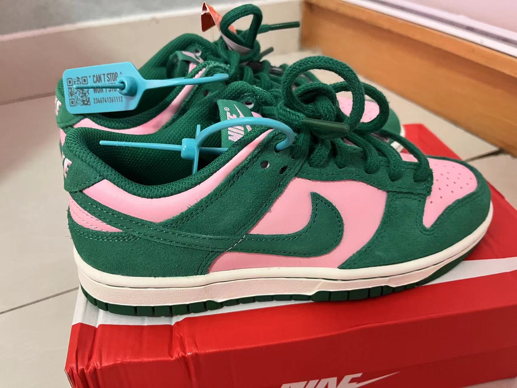 custom review-Nike Dunk Low Ретро Low Топ Скейтборд Кроссовки Унисекс Зеленый Розовый