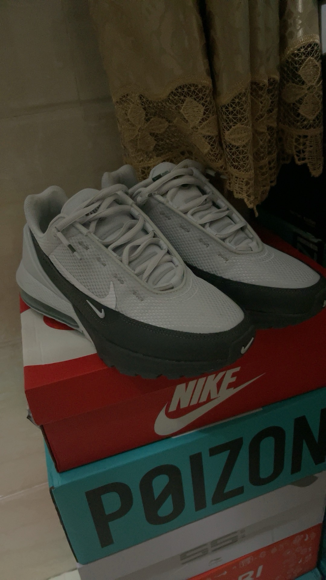 custom review-Nike Air Max Max Abrasion Resistant Низкий Топ KIDS Lifestyle Shoes Серый Белый