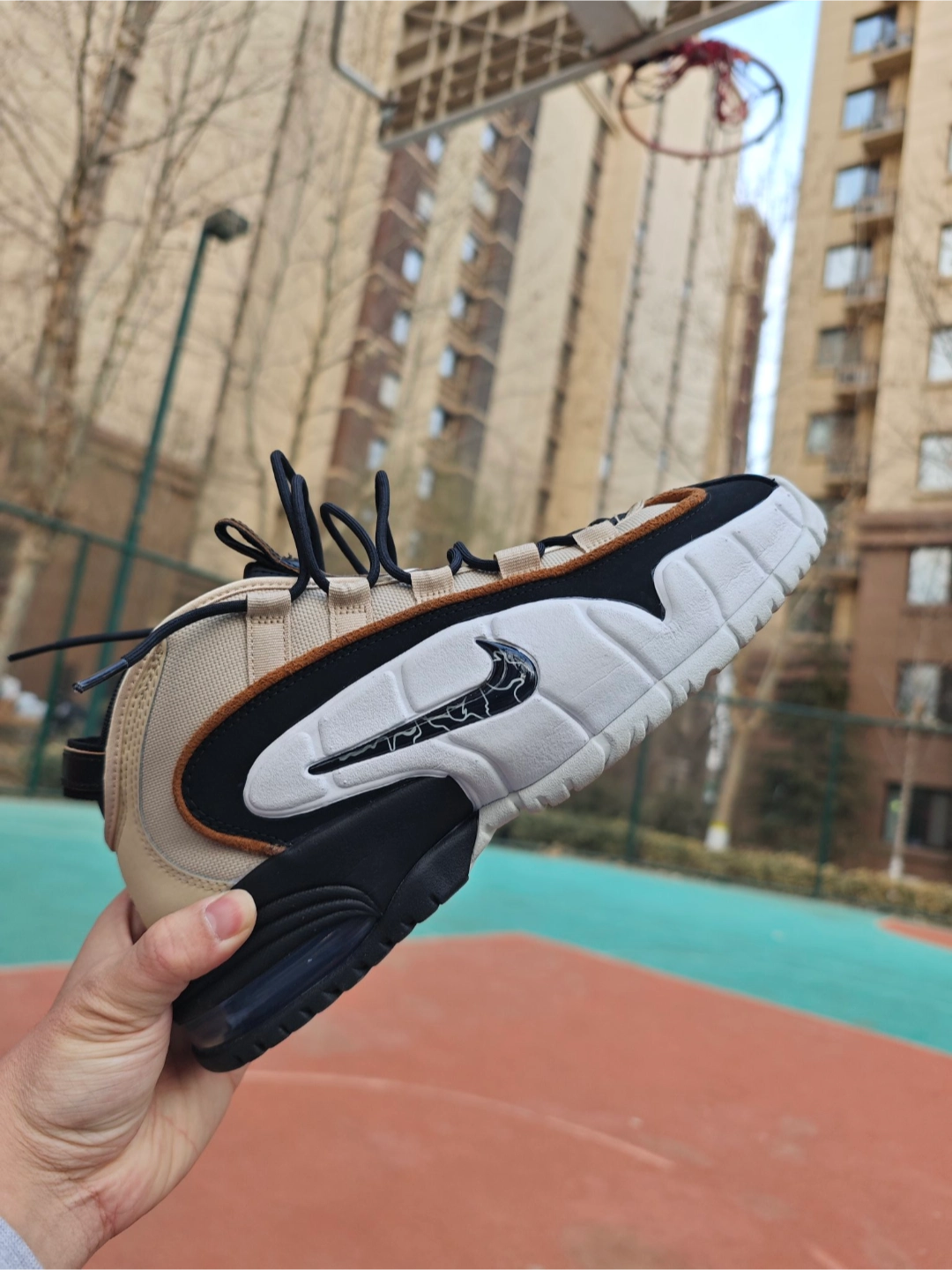 custom review-Nike Air Max Penny MID Топ Винтажные баскетбольные кроссовки Мужской Черный Коричневый
