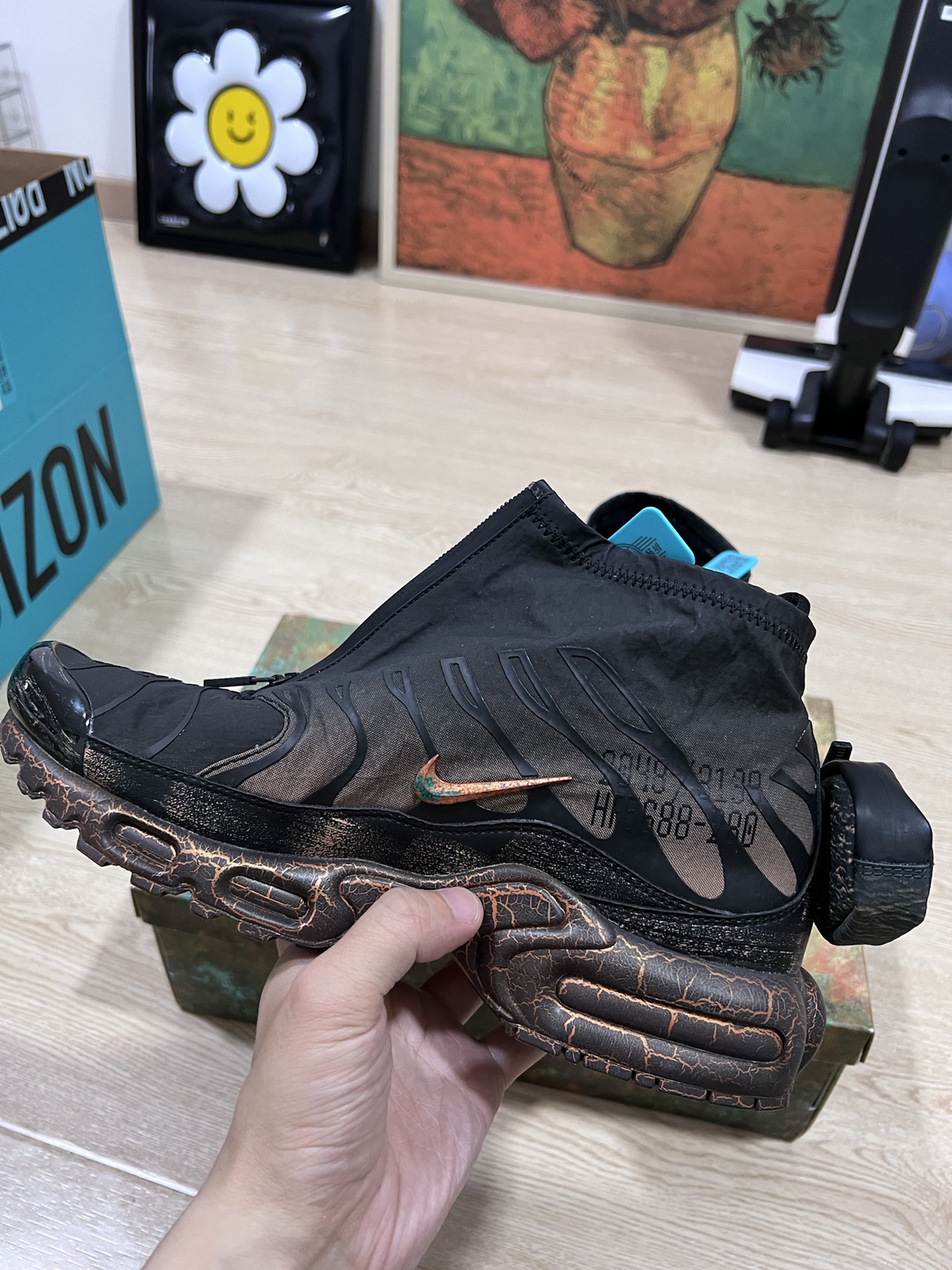 custom review-Nike Air Max Plus Водонепроницаемый MID Топ Повседневный Городской Коммутирование Беговые кроссовки Мужской Черный Серый