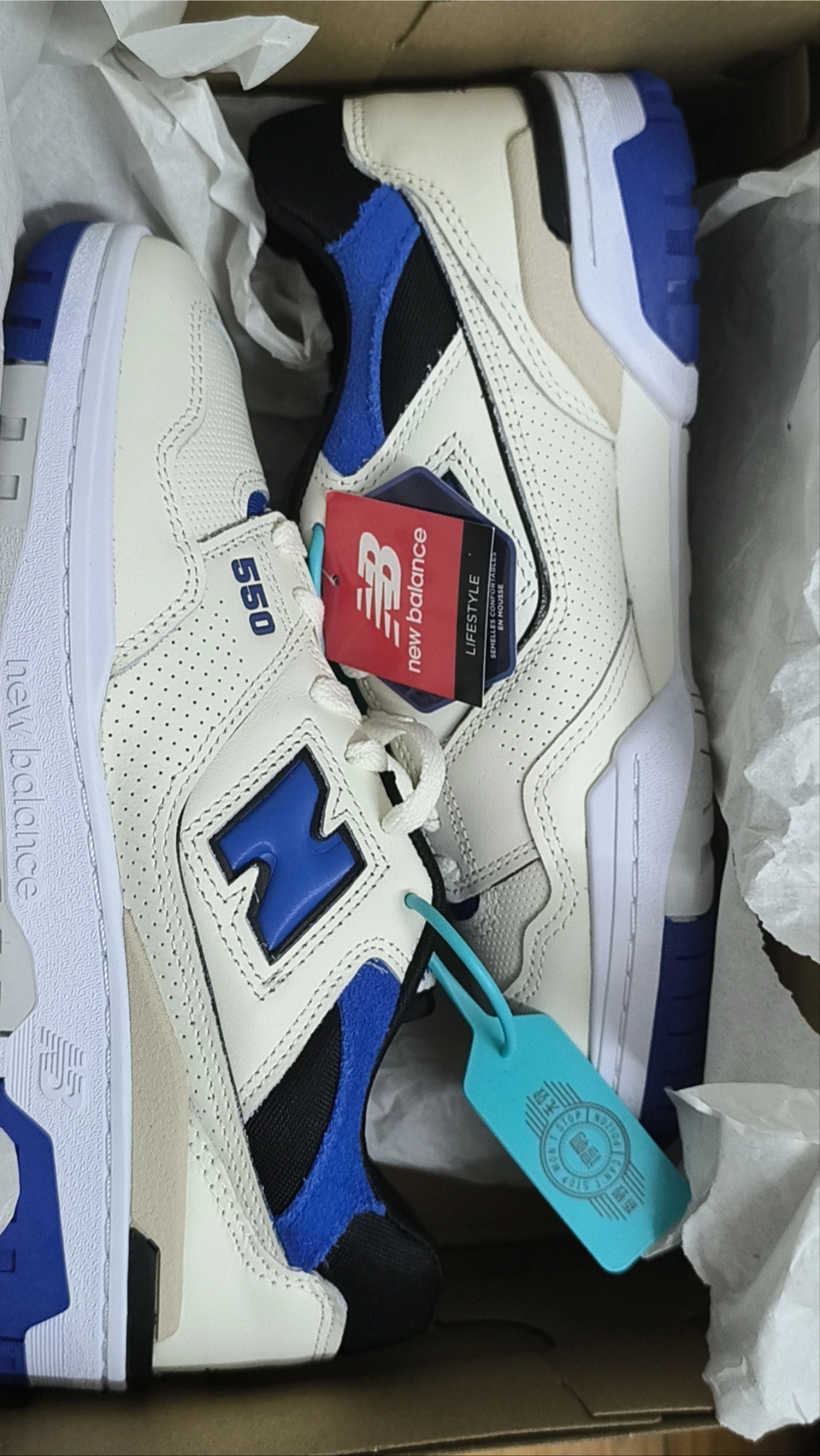 custom review-New Balance NB 550 Low Топ Винтажные Баскетбольные Кроссовки Унисекс Бежевый Синий