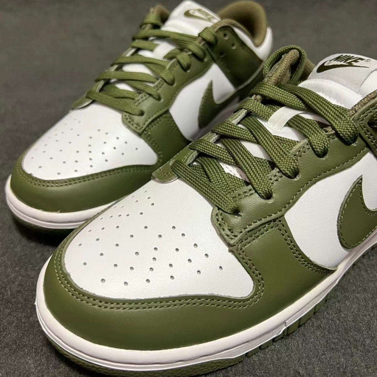 custom review-Nike Dunk Low Топ Кроссовки для скейтбординга Женские Белые Оливково-зеленые