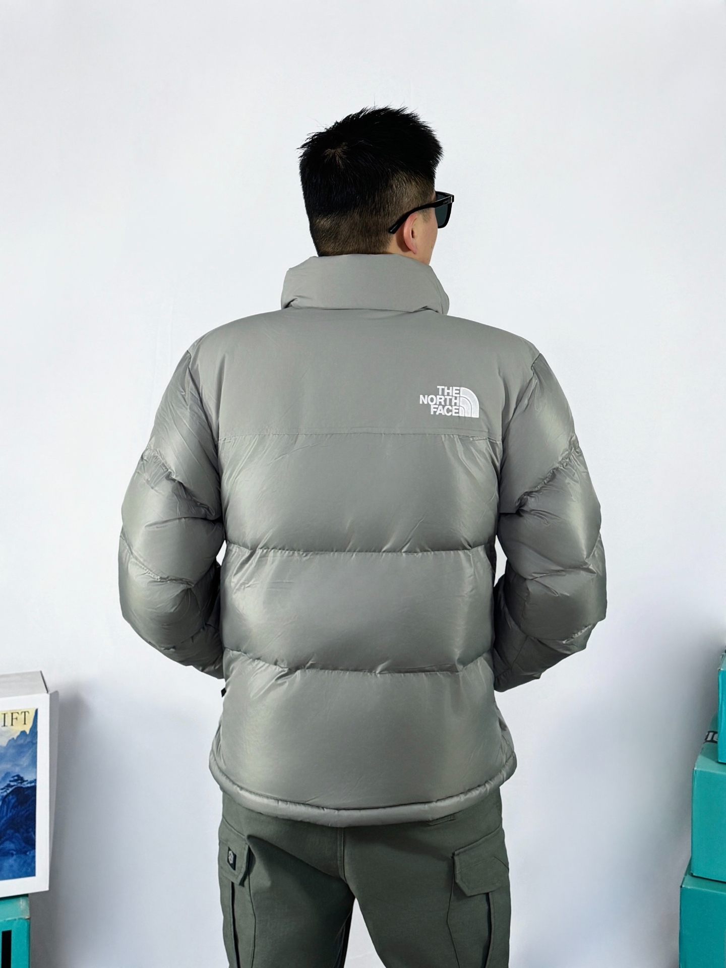 custom review-THE NORTH FACE Nuptse FW24 Куртки и Пальто Унисекс Серебристо-Серый