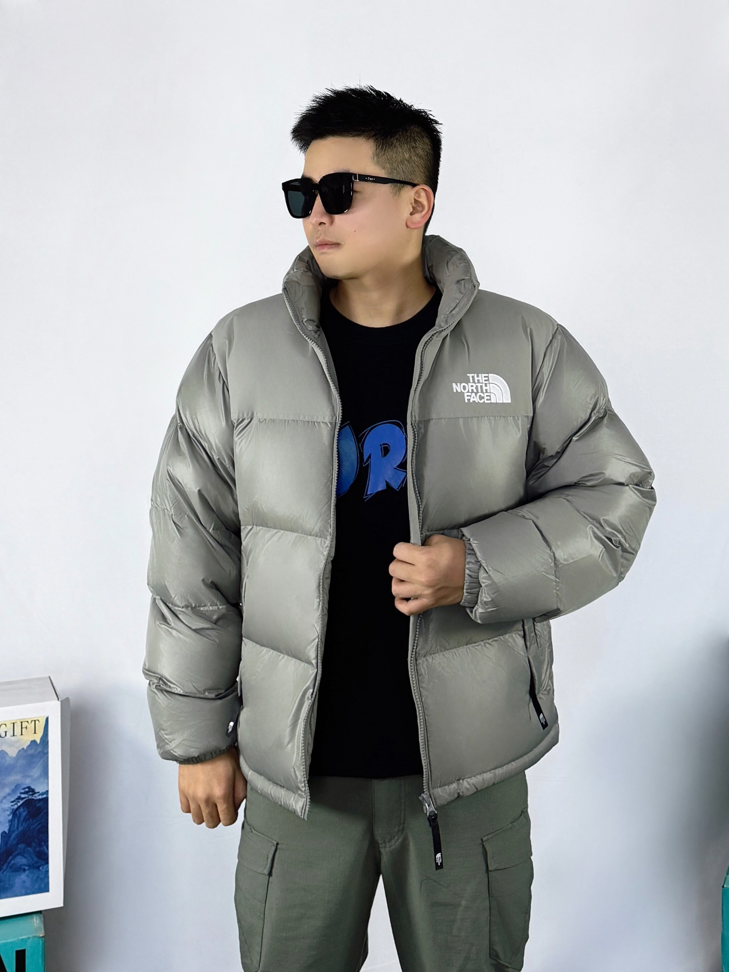 custom review-THE NORTH FACE Nuptse FW24 Куртки и Пальто Унисекс Серебристо-Серый
