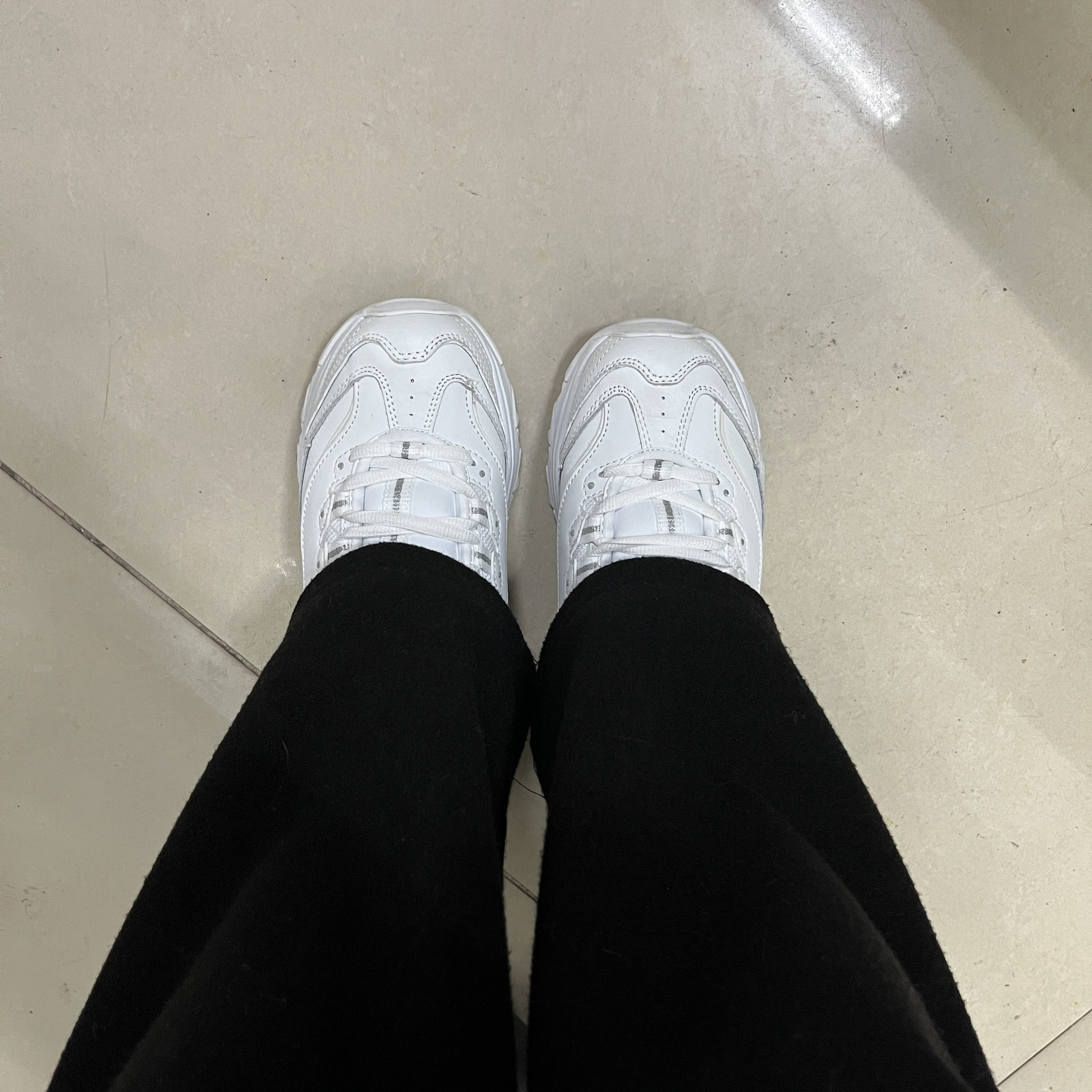 custom review-Skechers D'LITES 1,0 Свежий Start Панда Обувь Толстоподошвенные кроссовки Женские Белый Серебряный