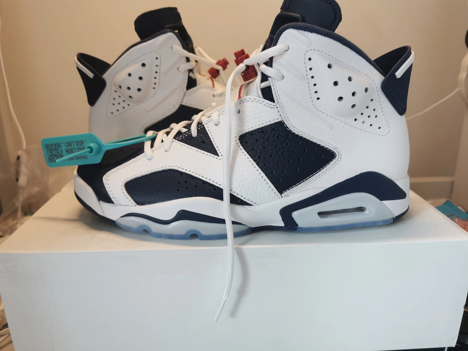 custom review-Jordan Air Jordan 6 'Olympic' High Top Винтажные баскетбольные кроссовки Мужские Белый Синий Выпуск 2024 года