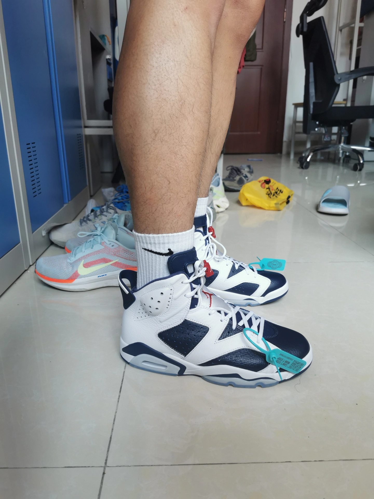 custom review-Jordan Air Jordan 6 'Olympic' High Top Винтажные баскетбольные кроссовки Мужские Белый Синий Выпуск 2024 года