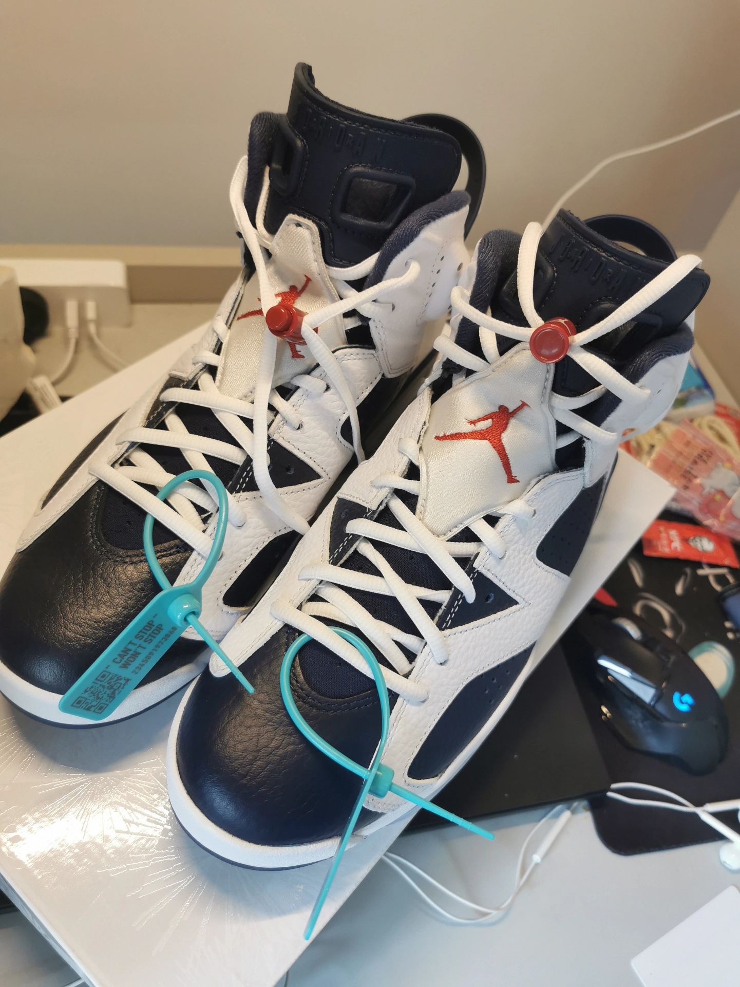 custom review-Jordan Air Jordan 6 'Olympic' High Top Винтажные баскетбольные кроссовки Мужские Белый Синий Выпуск 2024 года
