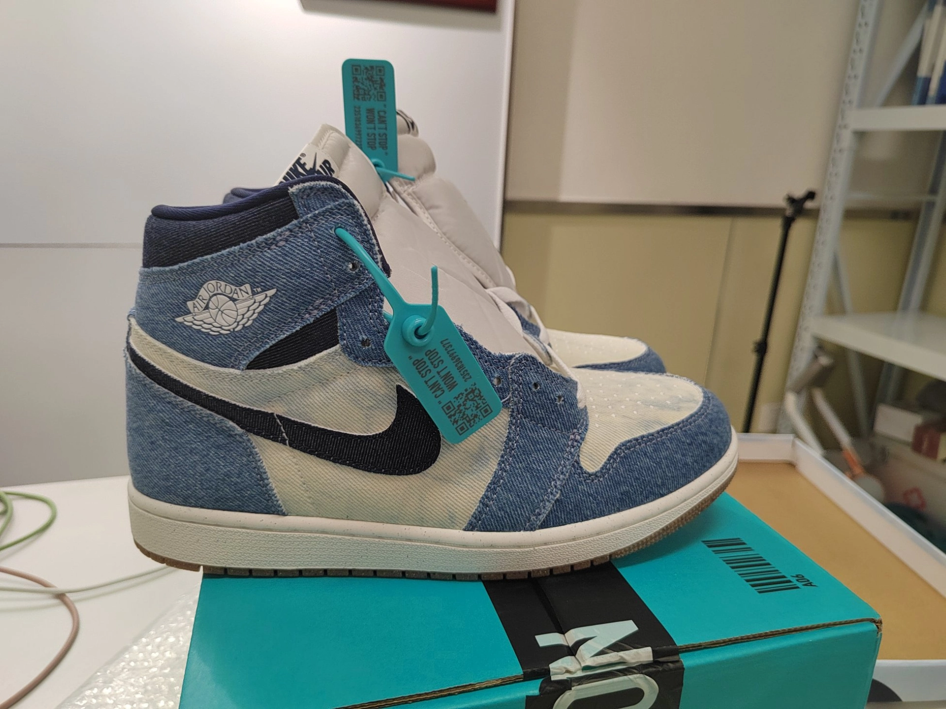 custom review-Jordan Air Jordan 1 High OG High Топ Винтажные баскетбольные кроссовки Унисекс Белый Синий