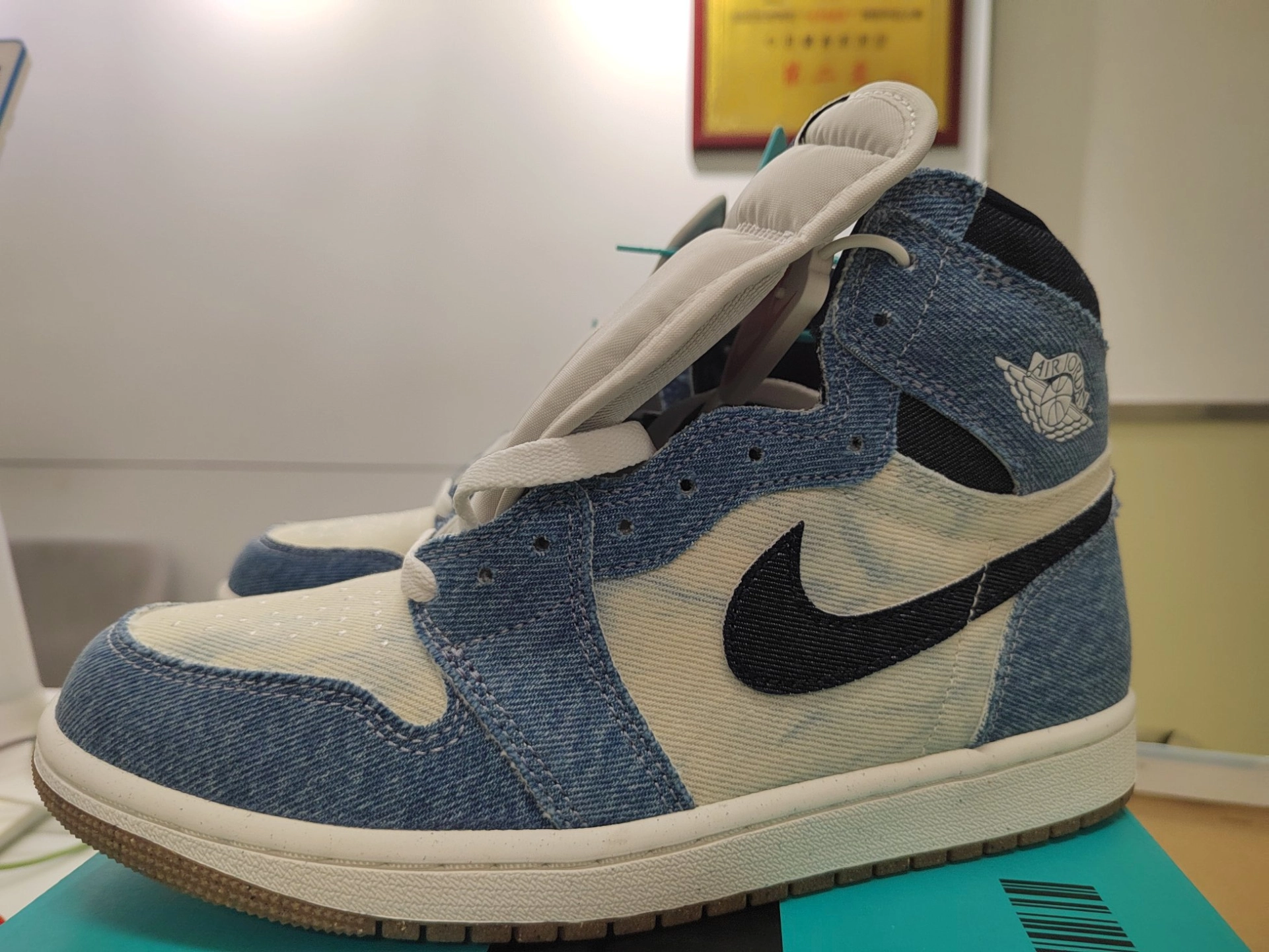 custom review-Jordan Air Jordan 1 High OG High Топ Винтажные баскетбольные кроссовки Унисекс Белый Синий