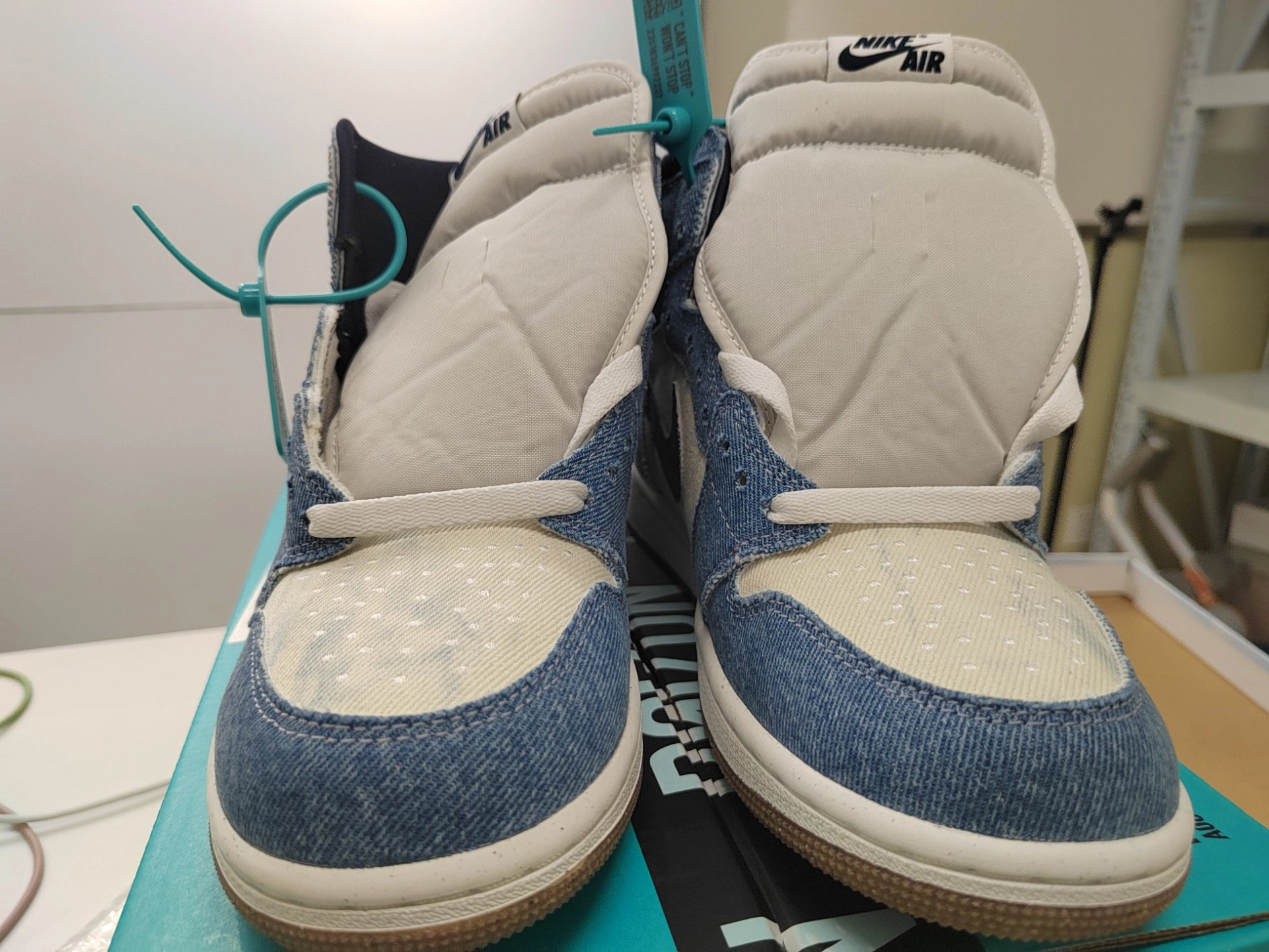 custom review-Jordan Air Jordan 1 High OG High Топ Винтажные баскетбольные кроссовки Унисекс Белый Синий