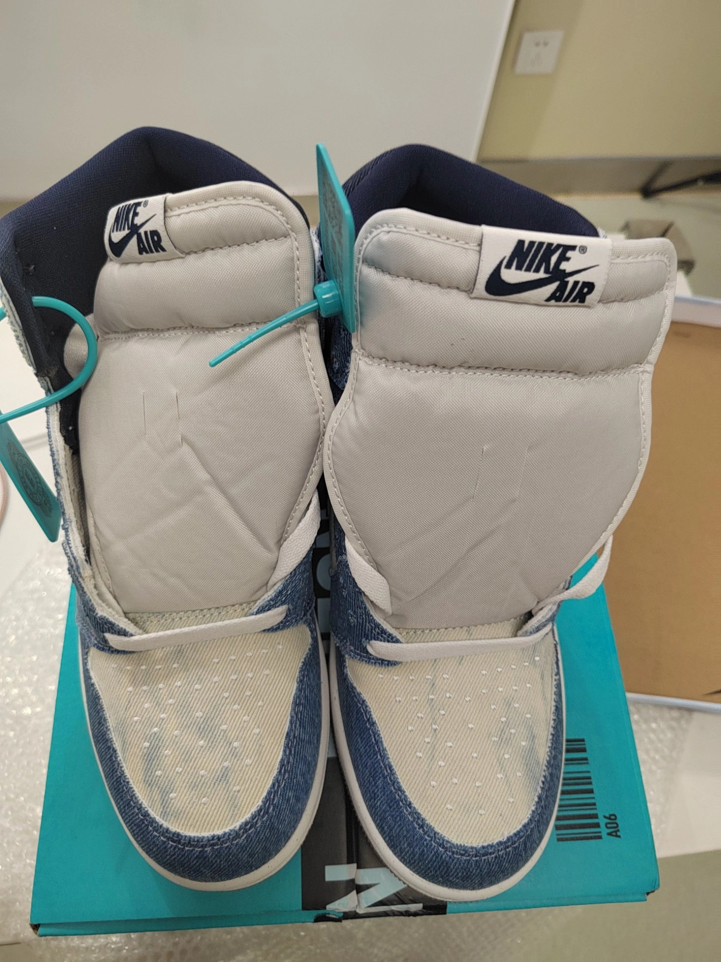 custom review-Jordan Air Jordan 1 High OG High Топ Винтажные баскетбольные кроссовки Унисекс Белый Синий