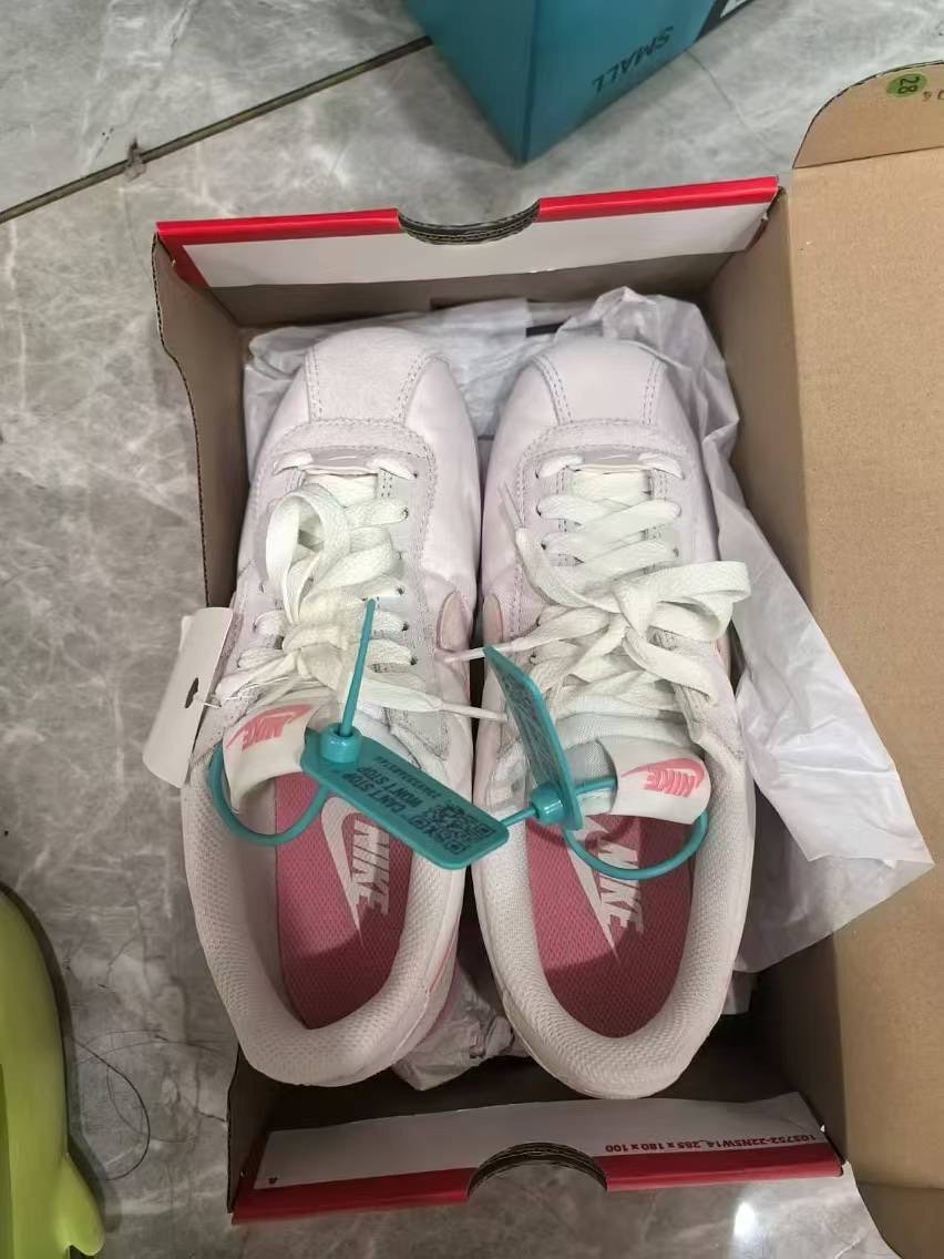 custom review-nike Cortez Collection Low Топ Повседневный Городской Коммутер Беговые кроссовки Женские Бежевый Белый Розовый