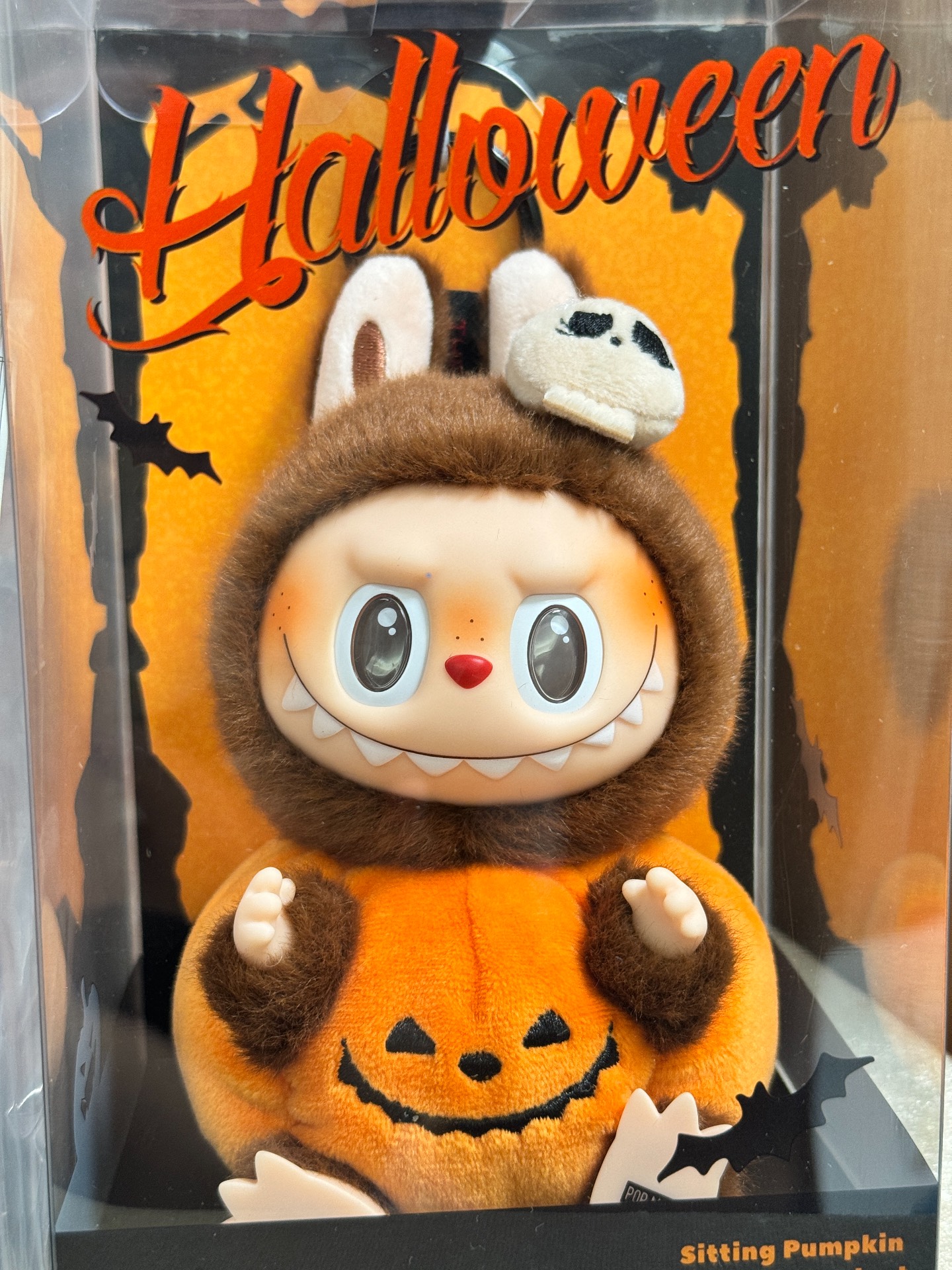 custom review-POP MART LABUBU Happy Halloween Party Виниловая Плюшевая Подвеска Сидящая Тыква Коллекционная Фигурка 15см