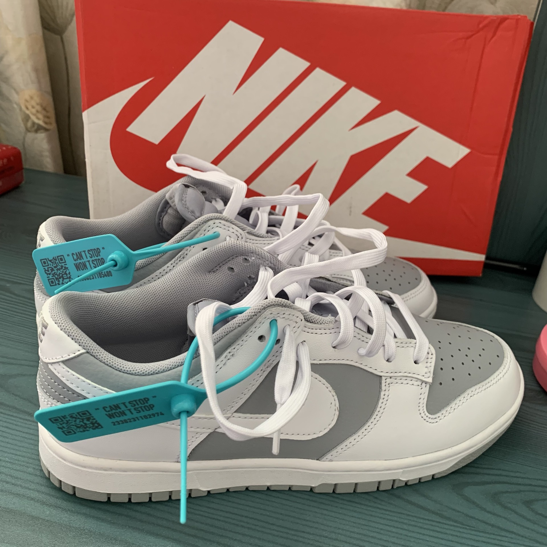 custom review-Nike Dunk Retro Low Скейтборд Кроссовки Мужские Wolf Gray White