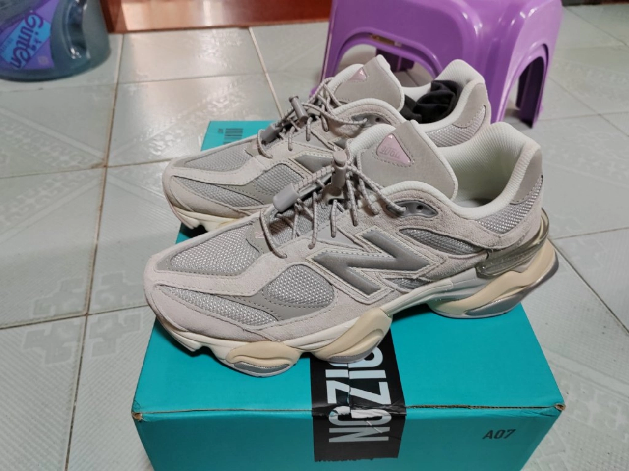 custom review-New Balance NB 9060 Повседневная обувь Низкий топ Светло-серый фиолетовый Унисекс