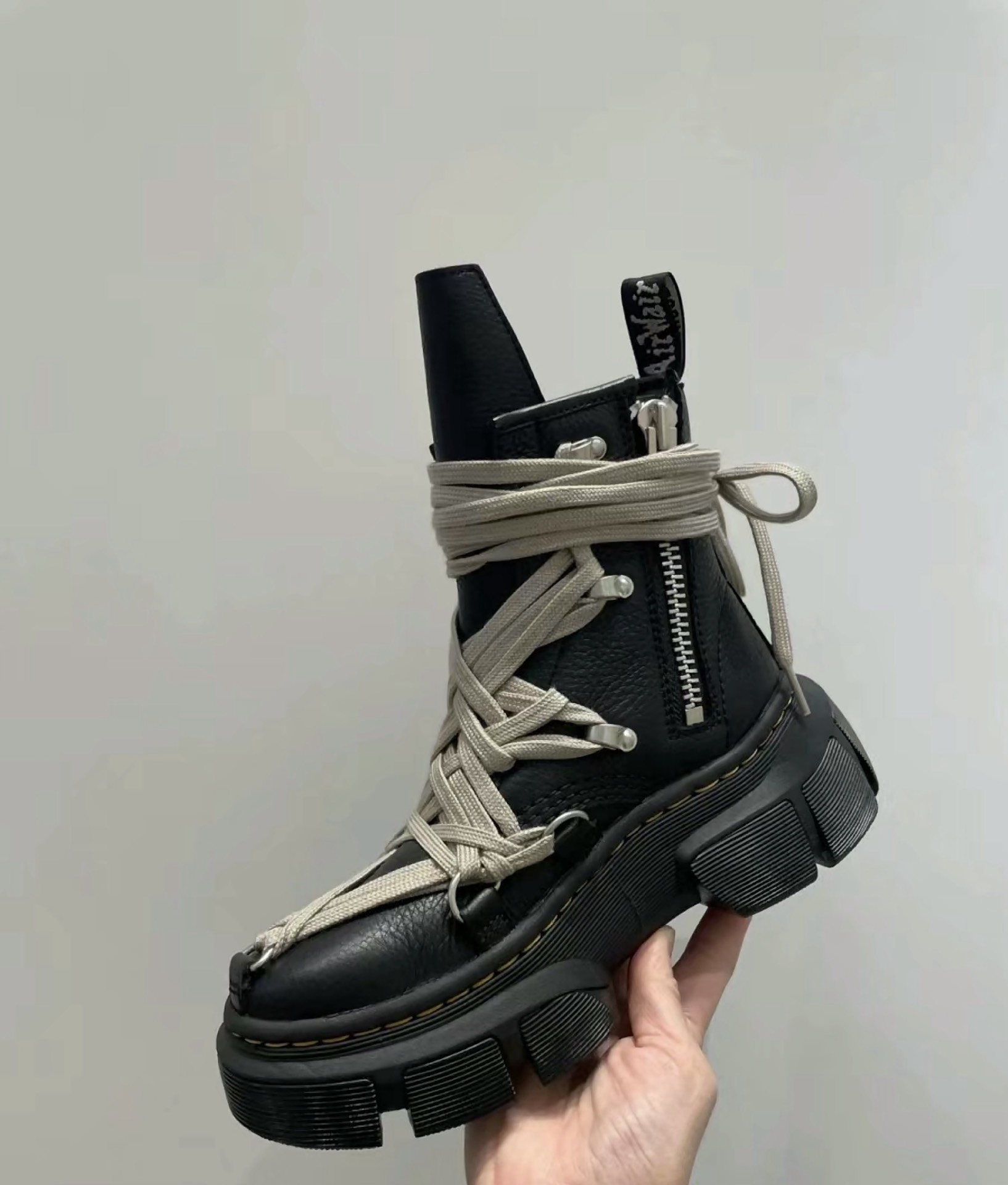 custom review-Dr. Martens X Rick Owens 1460 Dmxl Megalace 'Black'