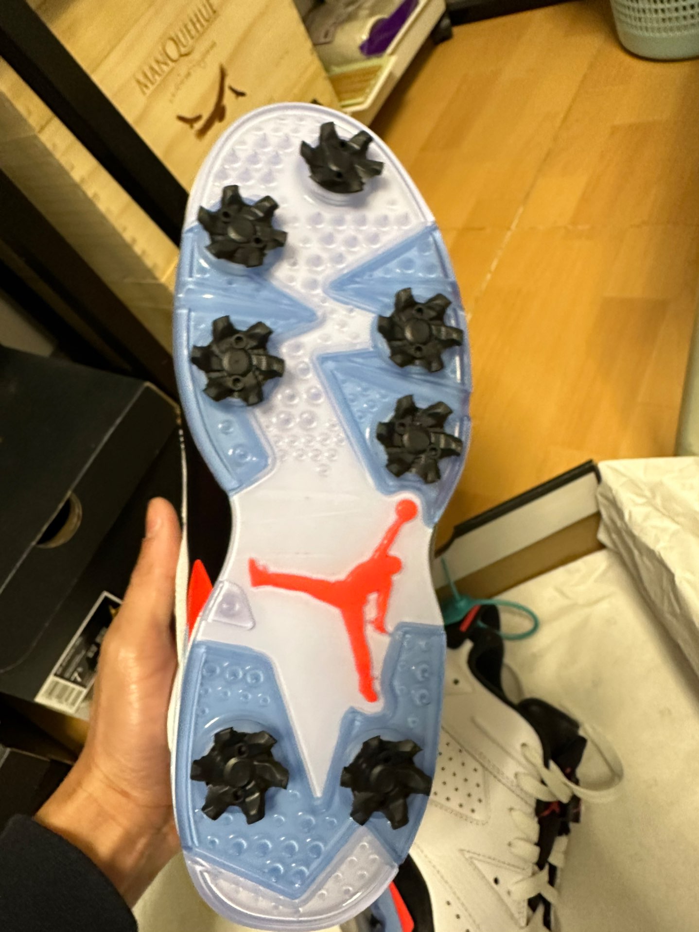 custom review-Jordan Air Jordan 6 Ретро г MID Топ Обувь для гольфа Унисекс Белый черный