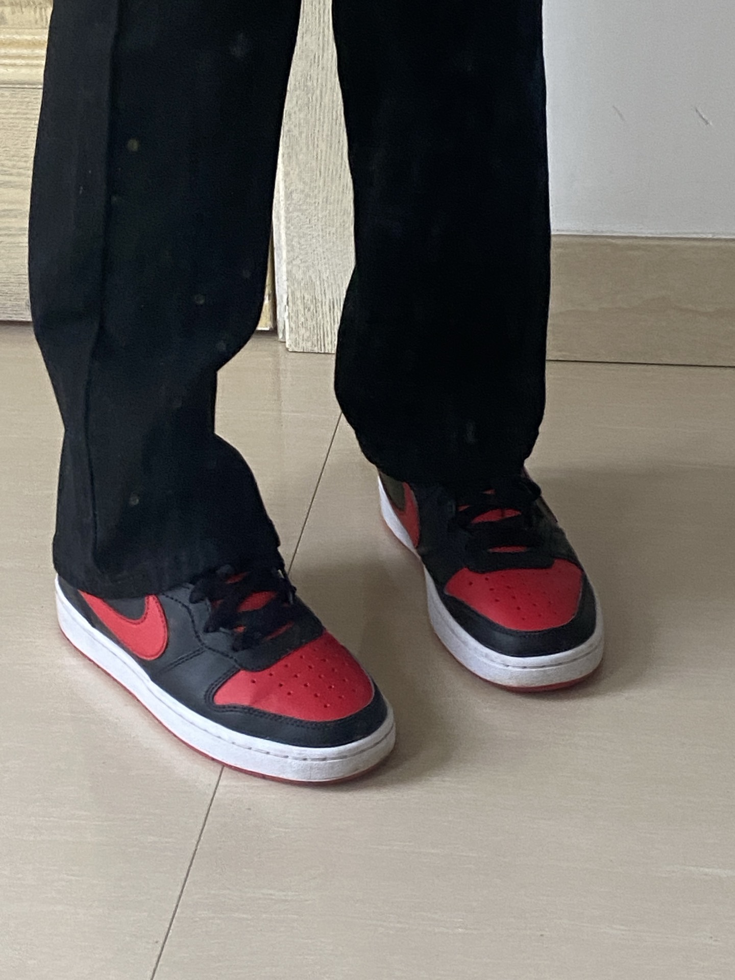 custom review-Nike Court Borough Low 2 Black University Red GS