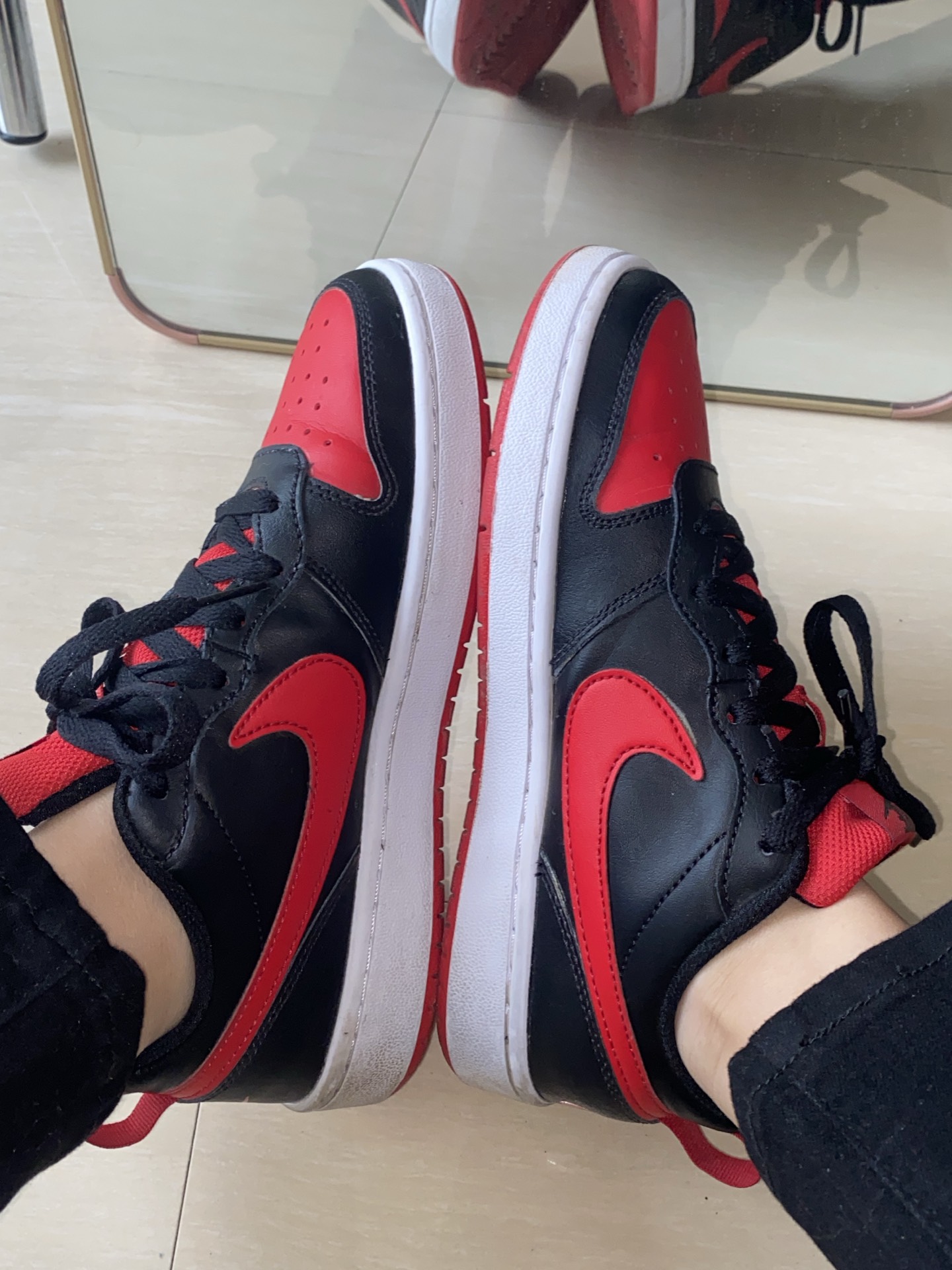 custom review-Nike Court Borough Low 2 Black University Red GS